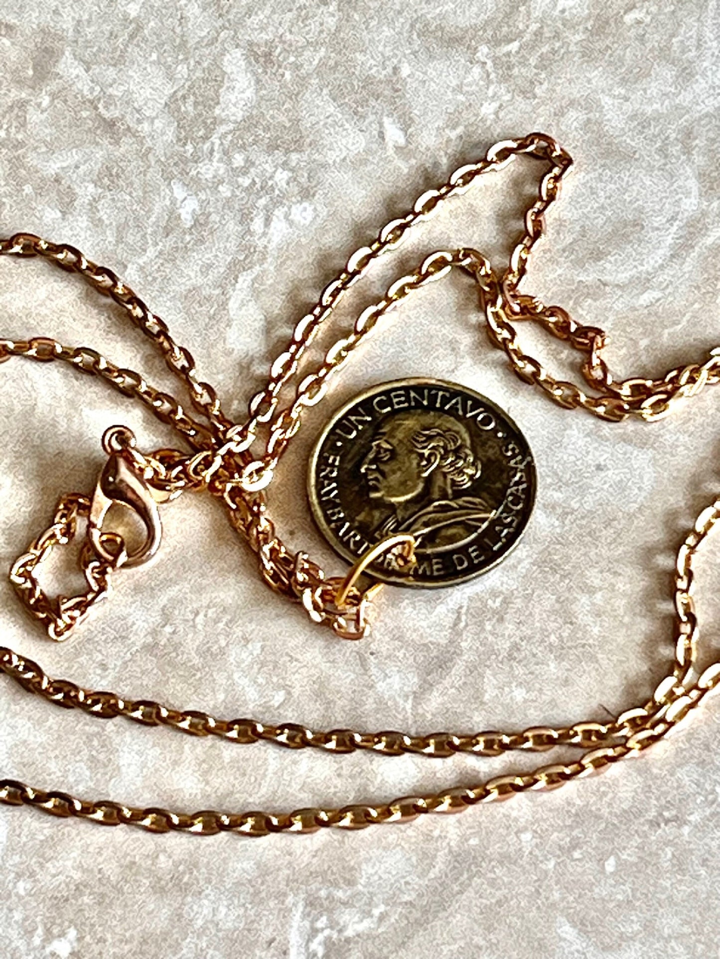 Guatemala Coin Necklace One Centavo Coin Pendant Personal Old Vintage Handmade Jewelry Gift Friend Charm For Him Her World Coin Collector