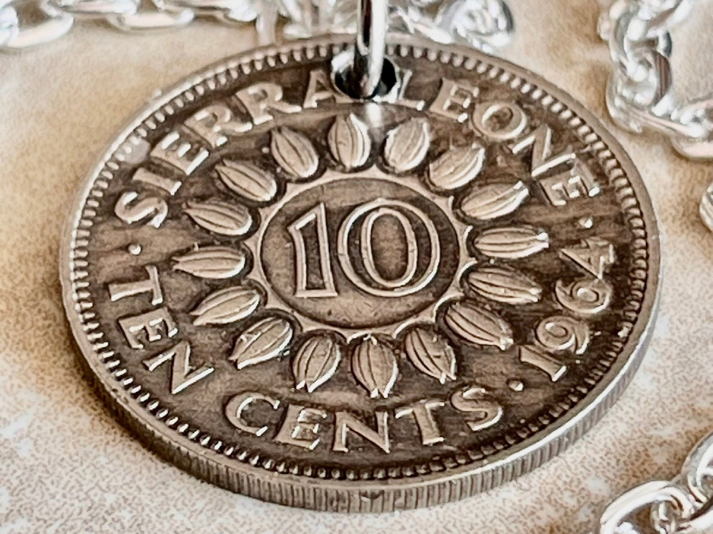 Sierra Leone Coin Pendant African 10 Cents Personal Necklace Vintage Handmade Jewelry Gift Friend Charm For Him Her World Coin Collector