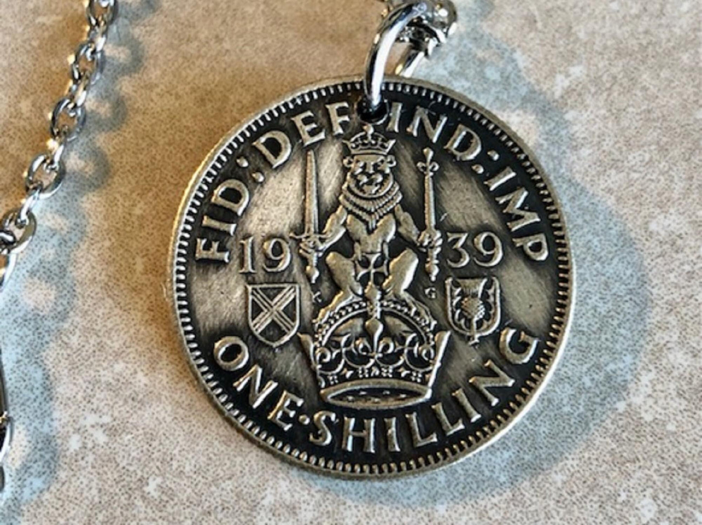 Scotland Silver Coin Necklace One Shilling Pendant Handmade Custom Charm Gift For Friend Coin Charm Gift For Him, Coin Collector World Coins