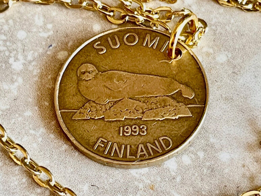 Finland Coin Pendant 5 Finnish Suomi Jewelry Personal Necklace Vintage Handmade Jewelry Gift Friend Charm For Him Her World Coin Collector