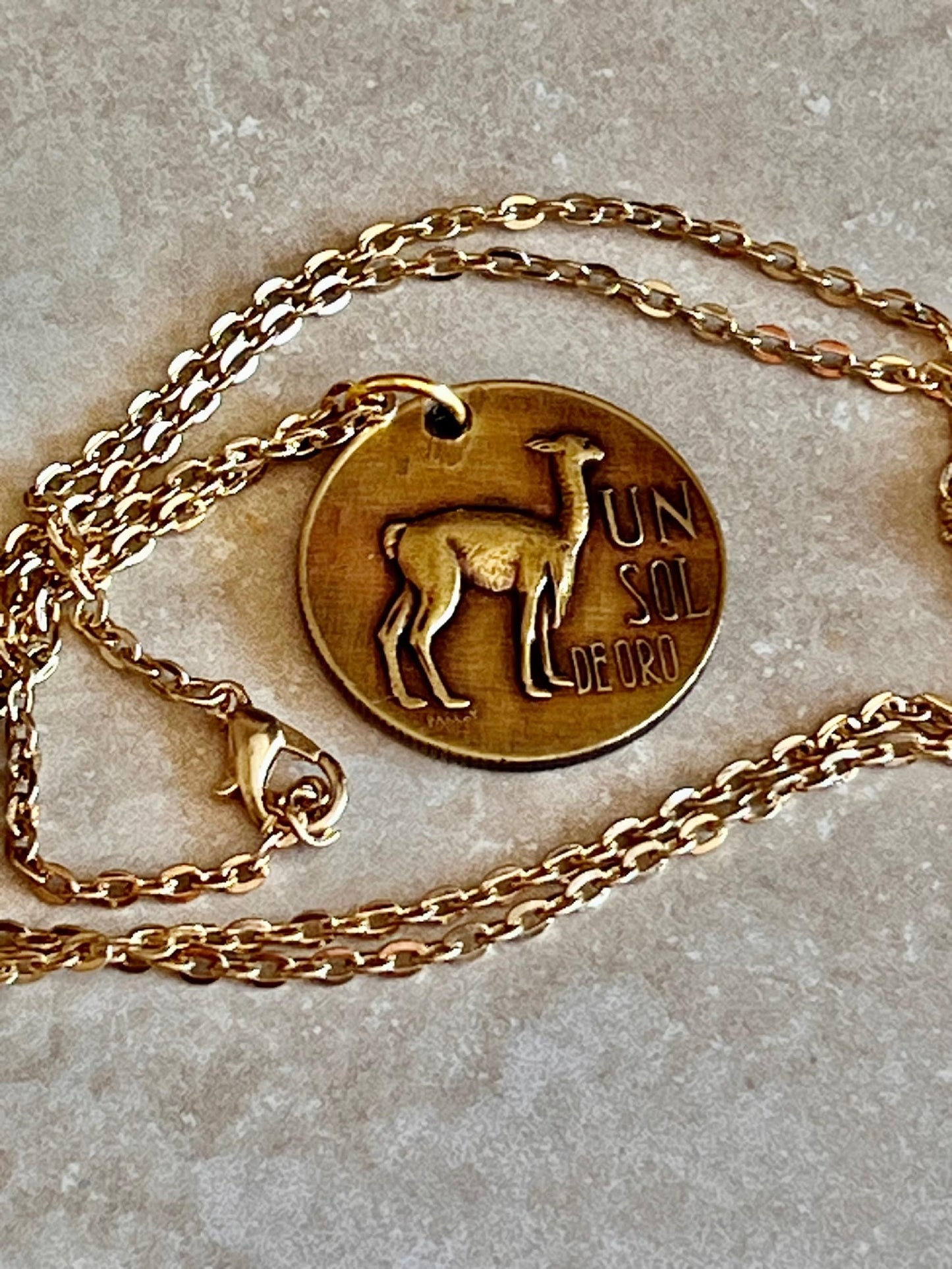 Peru Coin Pendant Peruvian UN Sol Del Personal Necklace Old Vintage Handmade Jewelry Gift Friend Charm For Him Her World Coin Collector