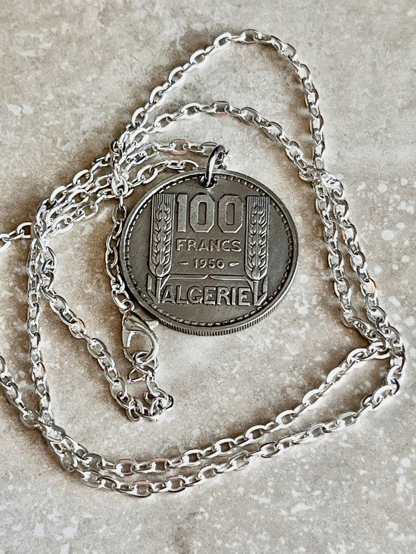 France Coin Necklace French 100 Franc Liberte Egalite Fraternite Personal Pendant Jewelry Gift Friend Charm For Him Her World Coin Collector