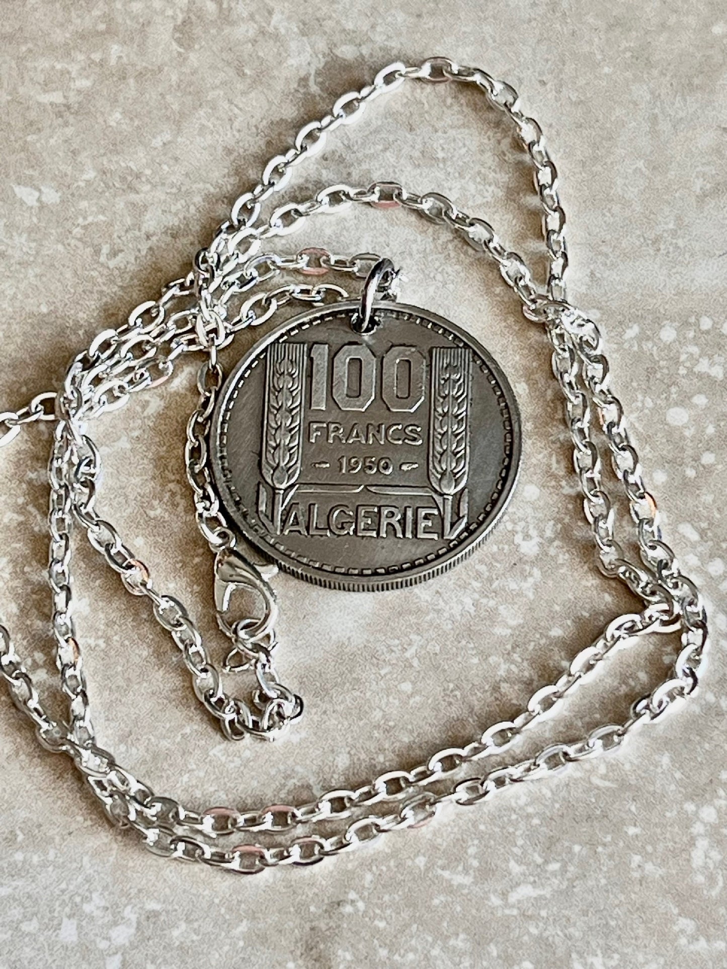 France Coin Necklace French 100 Franc Liberte Egalite Fraternite Personal Pendant Jewelry Gift Friend Charm For Him Her World Coin Collector