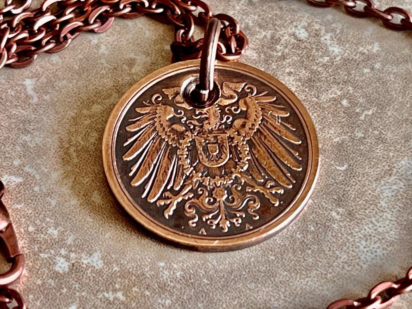 Germany 2 Pfenning Rentenpfennig German Coin Necklace Custom Made Charm Gift For Friend Coin Charm Gift For Him, Coin Collector, World Coins