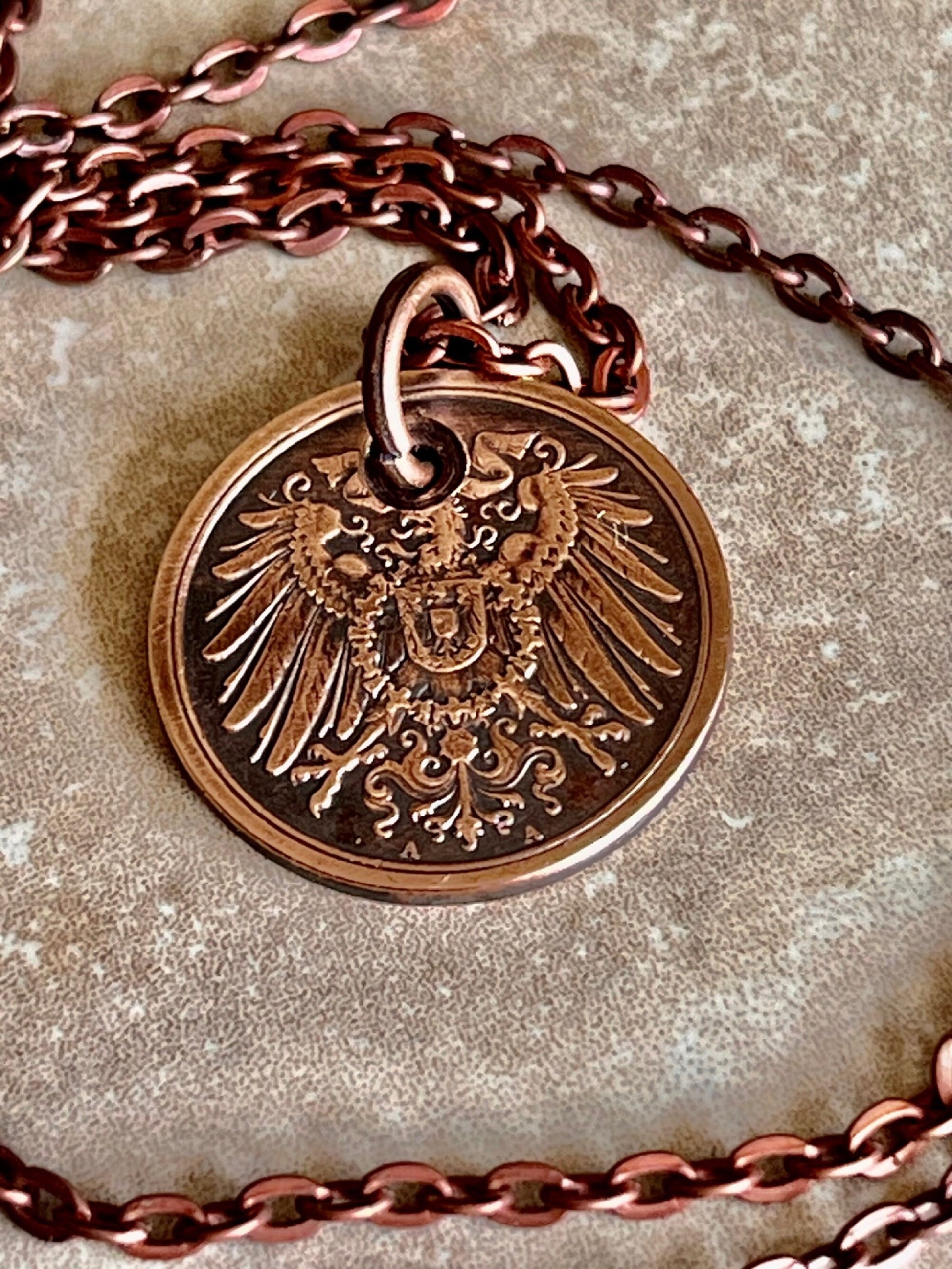 Germany 2 Pfenning Rentenpfennig German Coin Necklace Custom Made Charm Gift For Friend Coin Charm Gift For Him, Coin Collector, World Coins