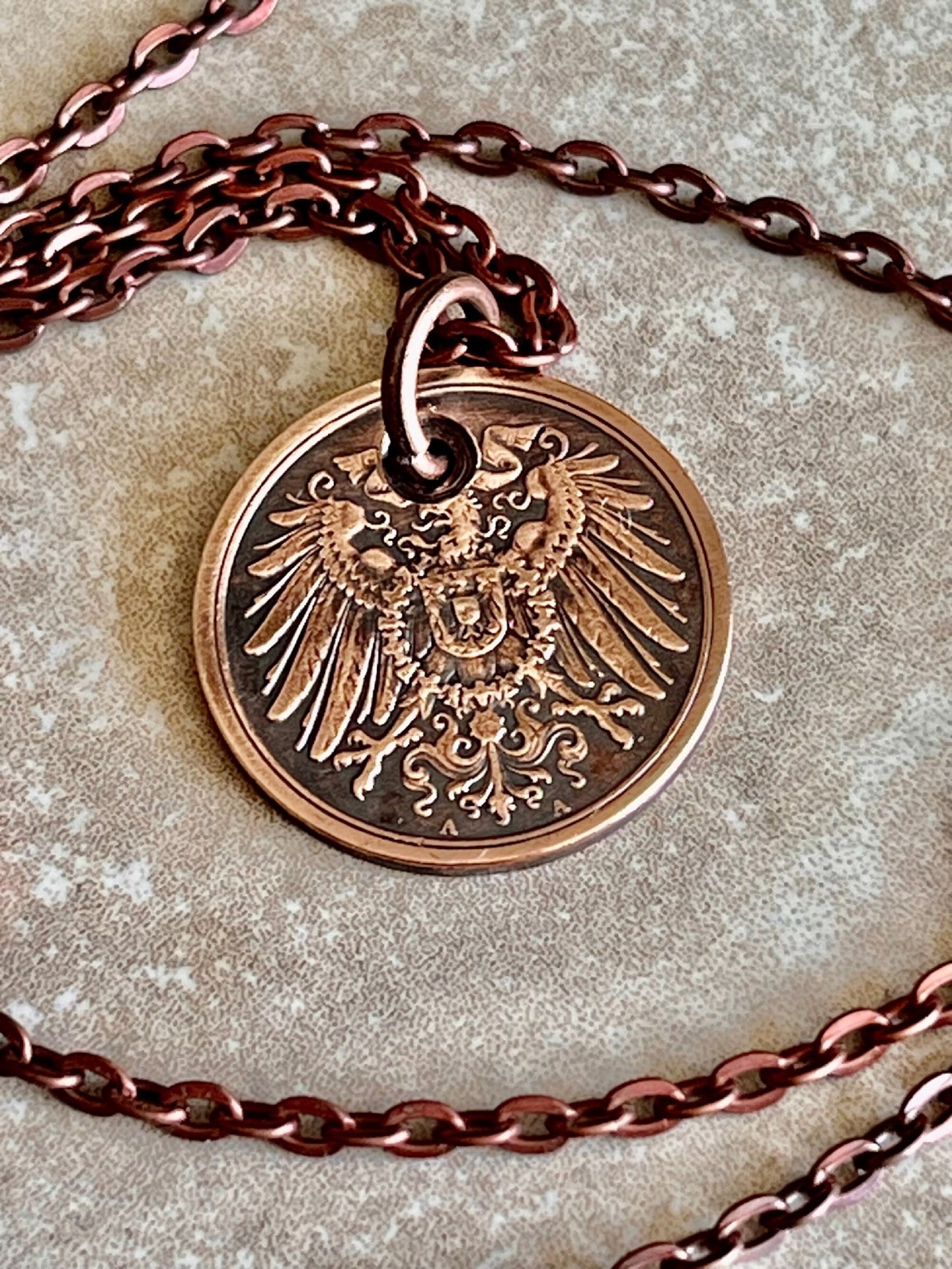 Germany 2 Pfenning Rentenpfennig German Coin Necklace Custom Made Charm Gift For Friend Coin Charm Gift For Him, Coin Collector, World Coins