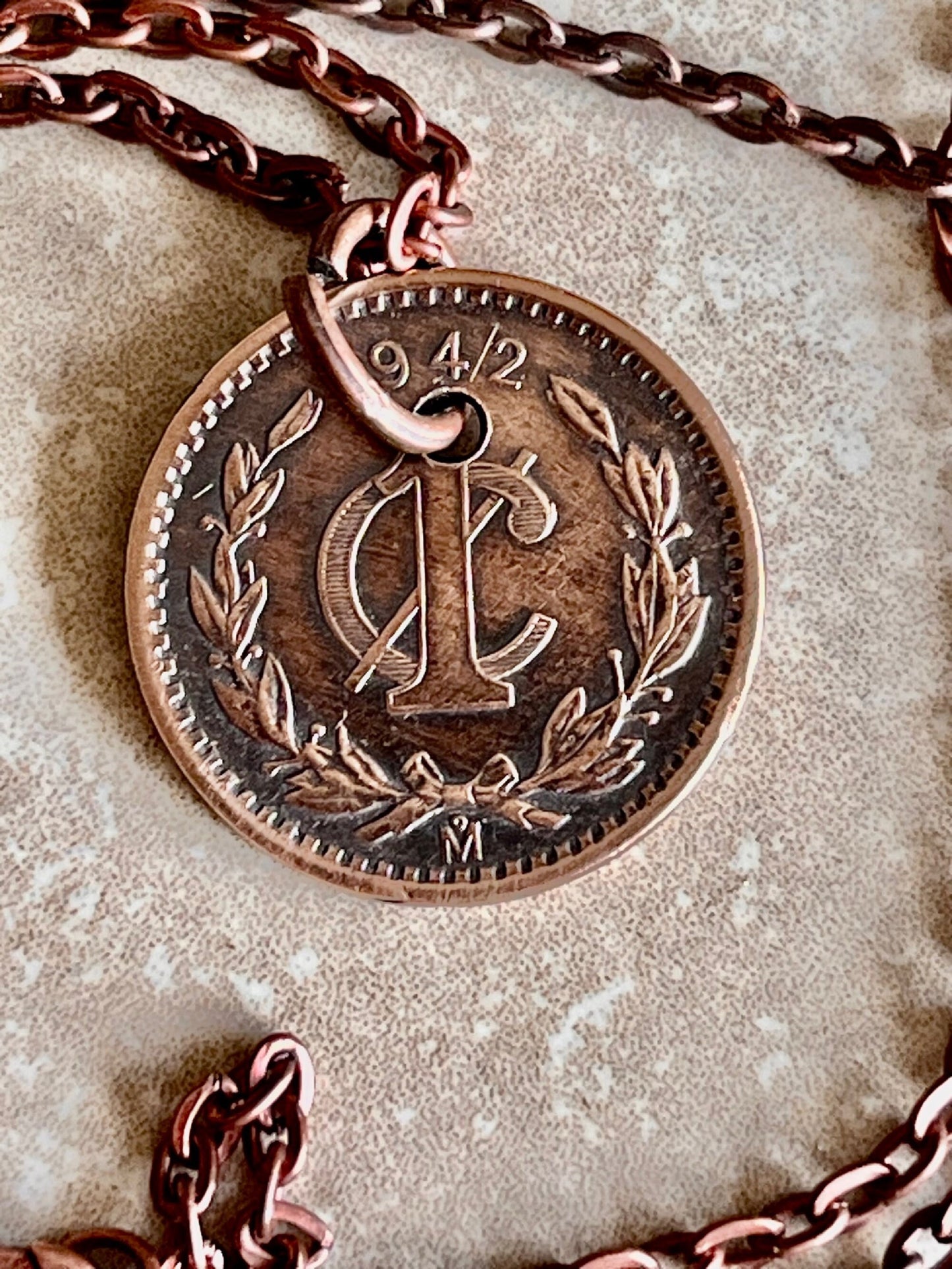 Mexico 1 Centavos Coin Pendant Mexican Personal Necklace Old Vintage Handmade Jewelry Gift Friend Charm For Him Her World Coin Collector