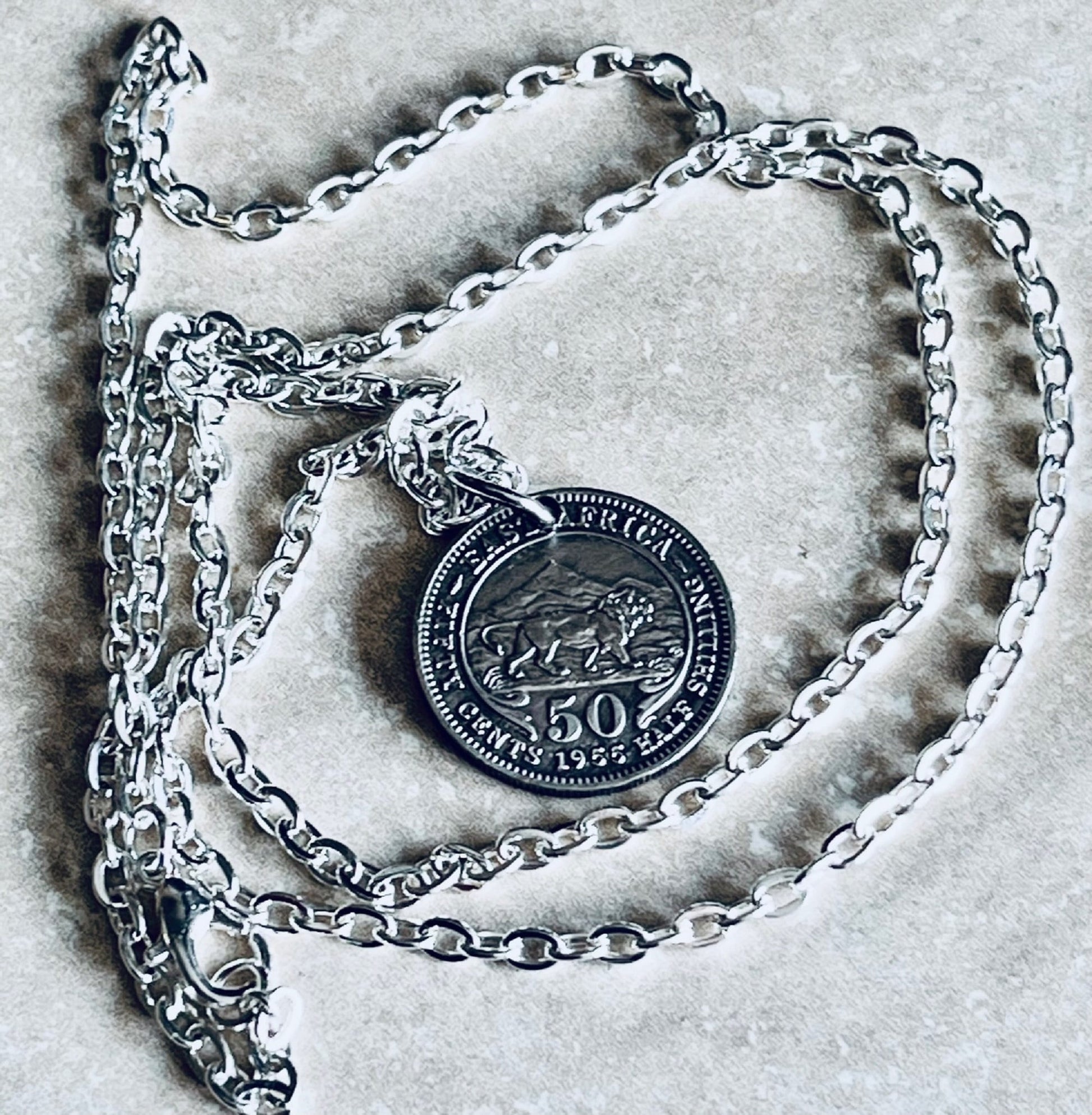 East Africa Coin Necklace 50 Cents African Personal Necklace Handmade Jewelry Gift Friend Charm For Him Her World Coin Collector