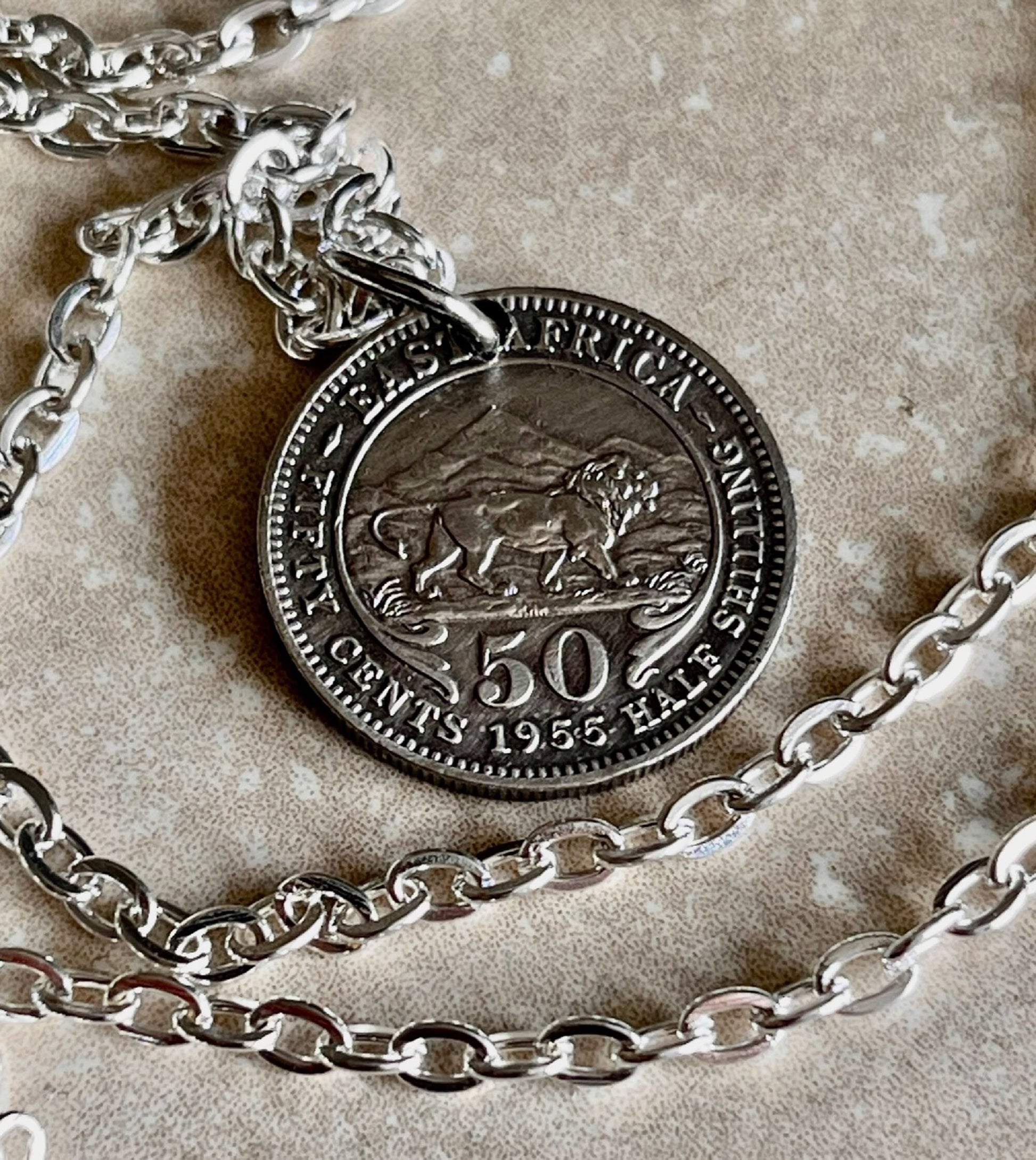 East Africa Coin Necklace 50 Cents African Personal Necklace Handmade Jewelry Gift Friend Charm For Him Her World Coin Collector