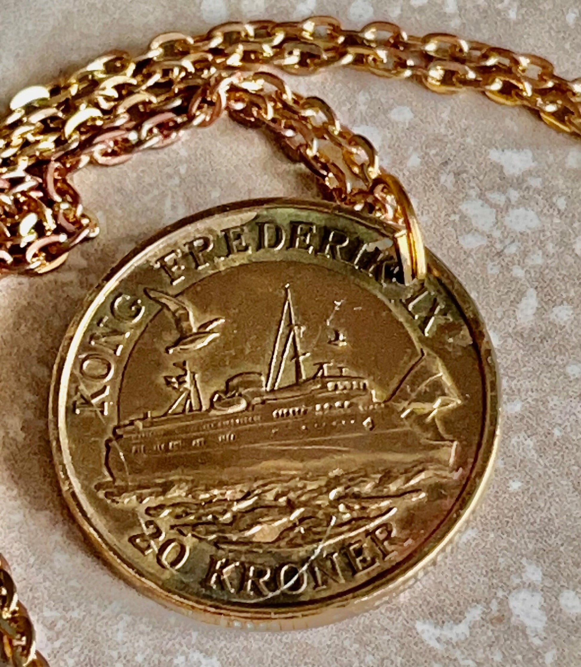 Denmark Coin Pendant Danish 20 Kroner Personal Necklace Old Vintage Handmade Jewelry Gift Friend Charm For Him Her World Coin Collector