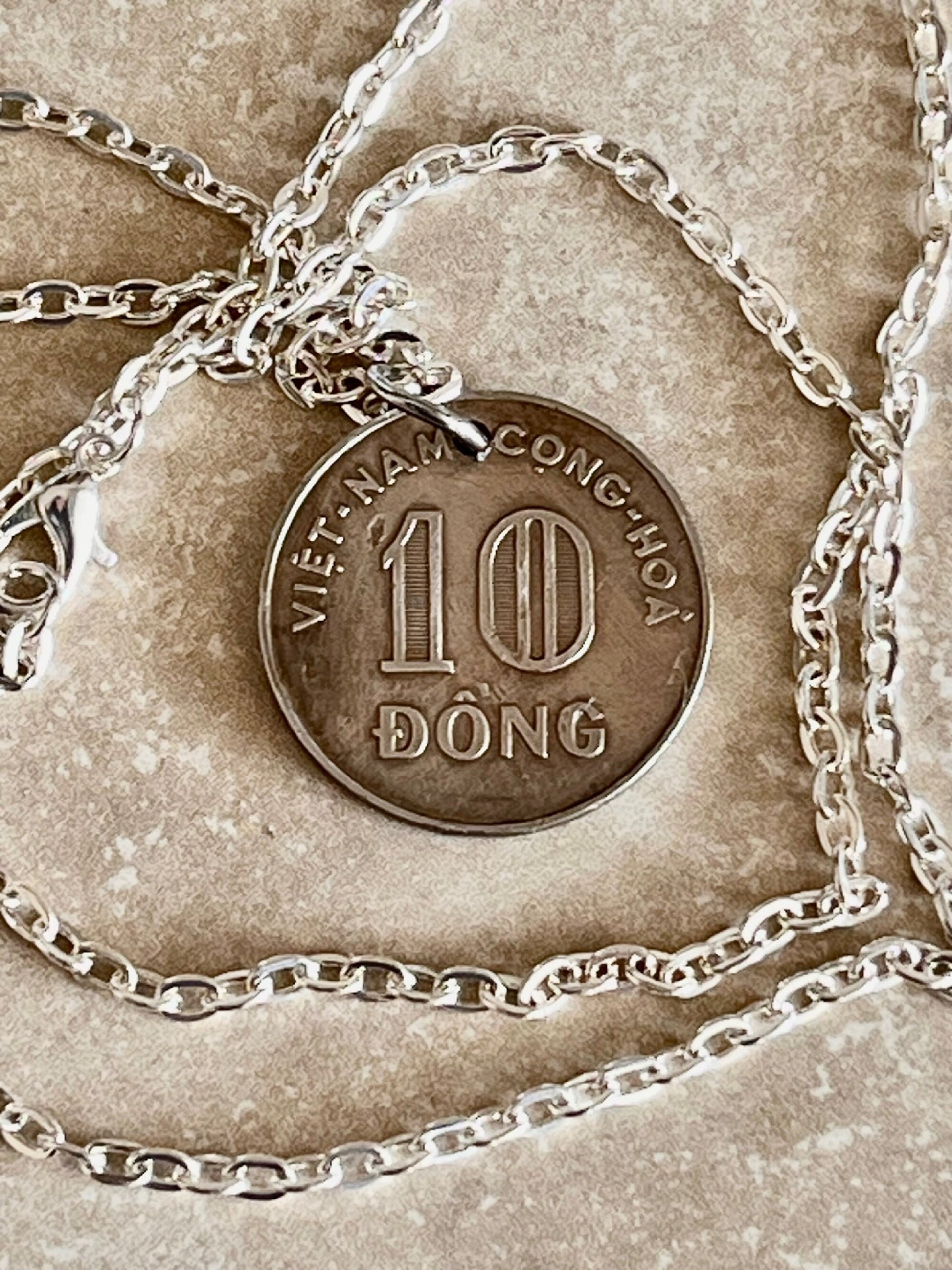 Viet Nam Coin Necklace 10 Dong Coin Hoa Pendant Personal Necklace Old Handmade Jewelry Gift Friend Charm For Him Her World Coin Collector