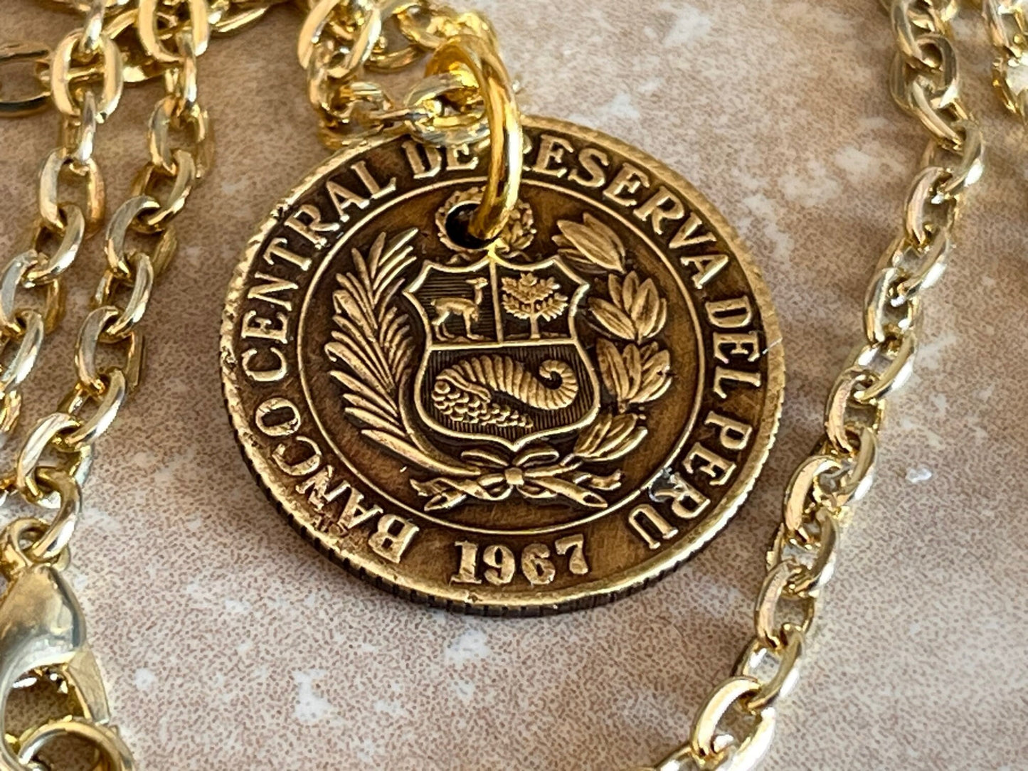 Peru Coin Pendant Peruvian 25 Centavos Personal Necklace Old Vintage Handmade Jewelry Gift Friend Charm For Him Her World Coin Collector