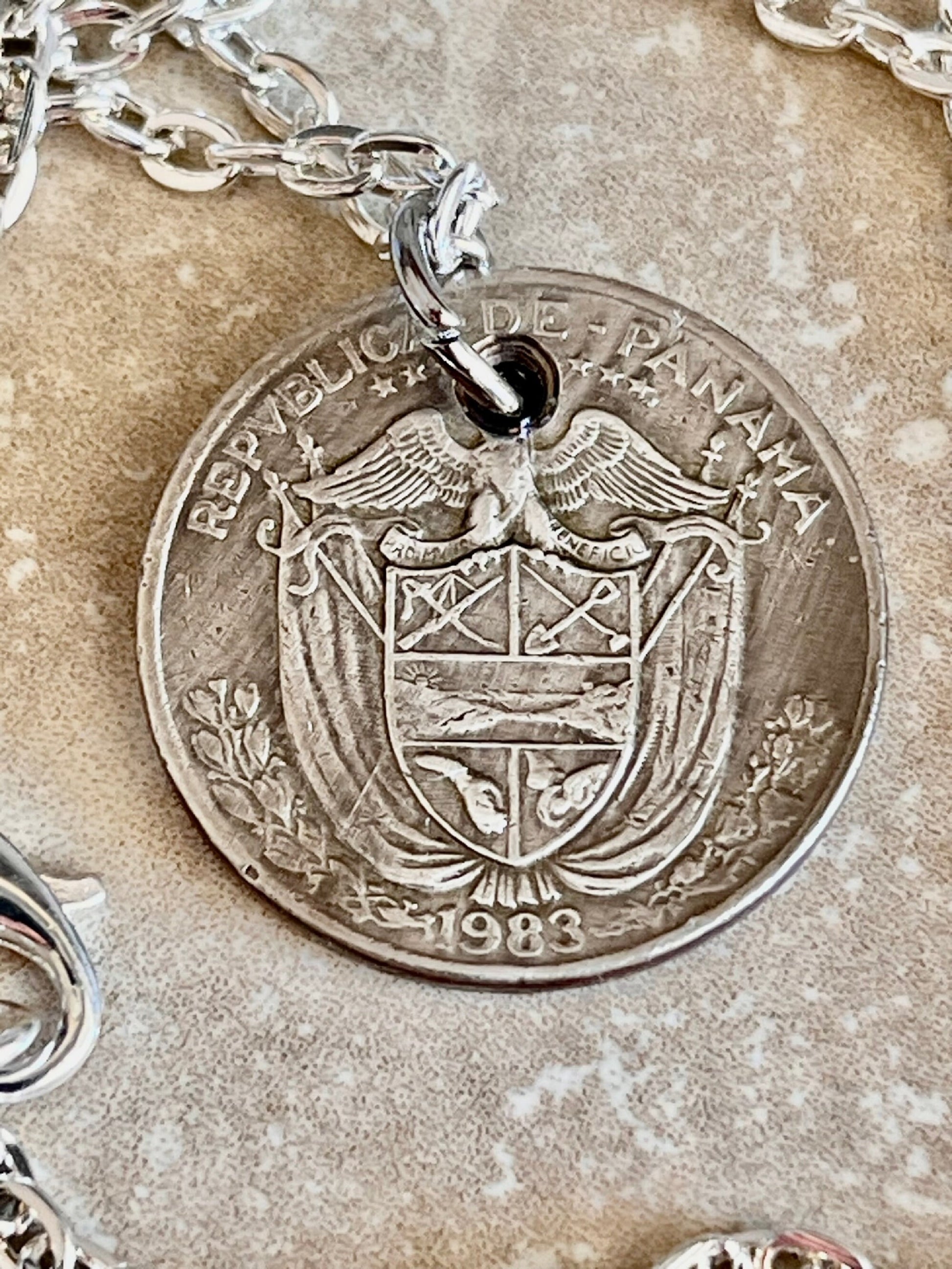 Panama Coin Necklace Panamanian Pendant De Balboa Personal Necklace Old Handmade Jewelry Gift Friend Charm For Him Her World Coin Collector