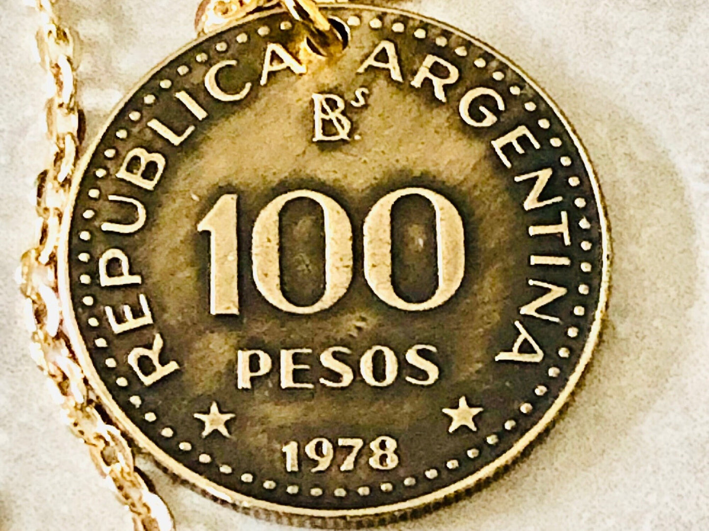Argentina Coin Necklace 1978 Argentinian 100 Pesos Del Rio Personal Handmade Jewelry Gift Friend Charm For Him Her World Coin Collector