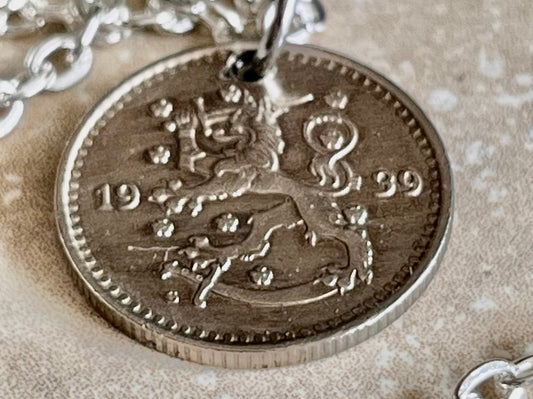 Finland 1 Markka Coin Necklace Helsinki Personal Old Vintage Handmade Jewelry Gift Friend Charm For Him Her World Coin Collector