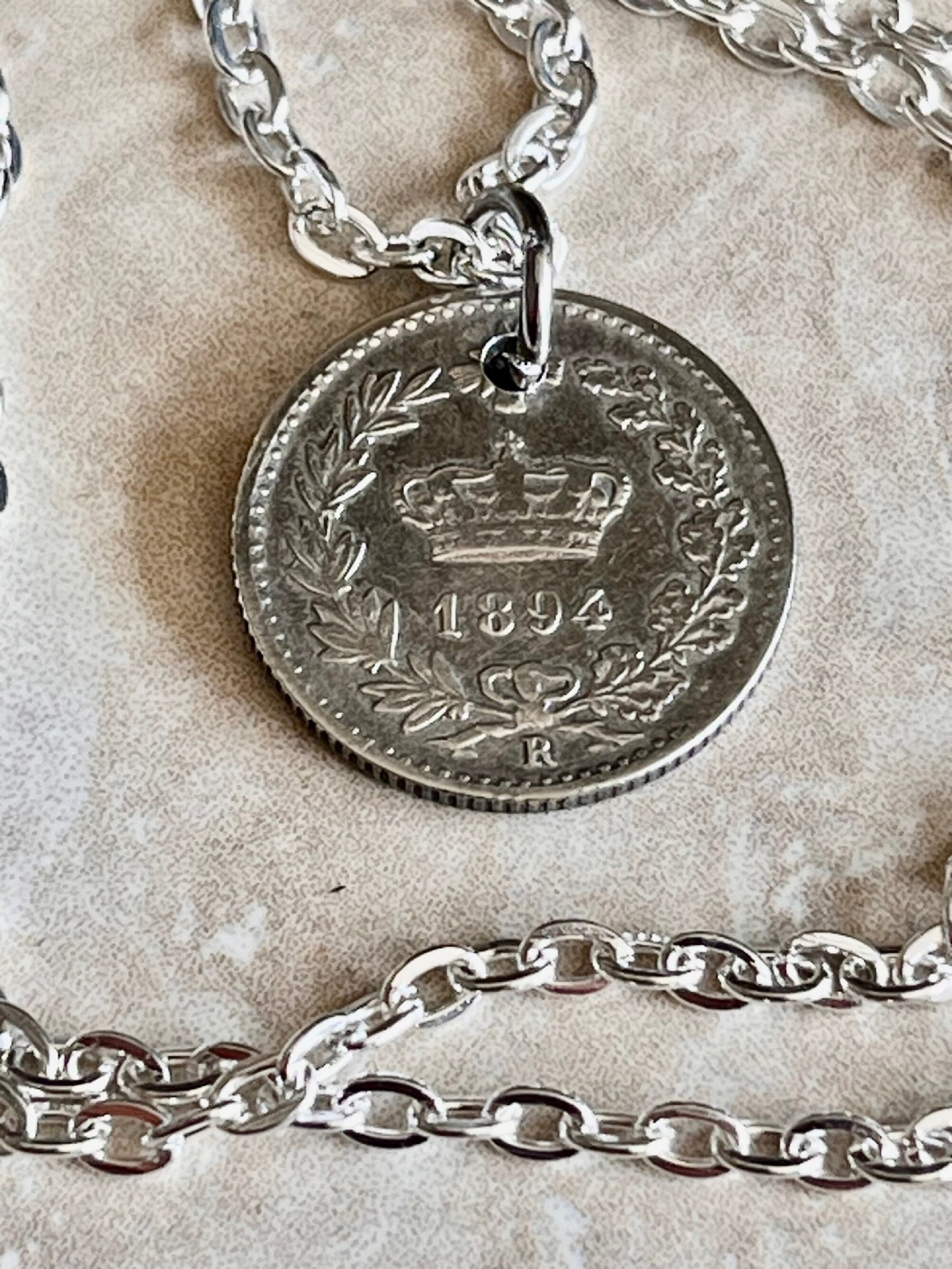 Italy 1894 Coin Necklace Italian Pendant 20 Cents Necklace Jewelry Gift For Friend Coin Charm Gift For Him Her World Coins Collector