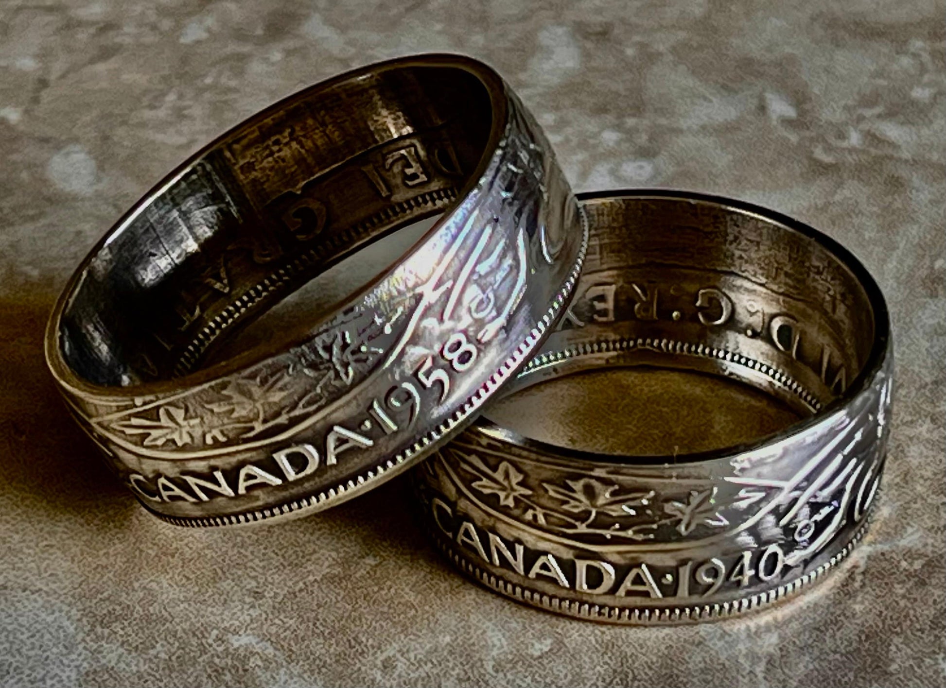 Canada Ring Silver 50 Cent Piece Canadian Coin Ring Handmade Personal Jewelry Ring Gift For Friend Gift For Him Her World Coin Collector