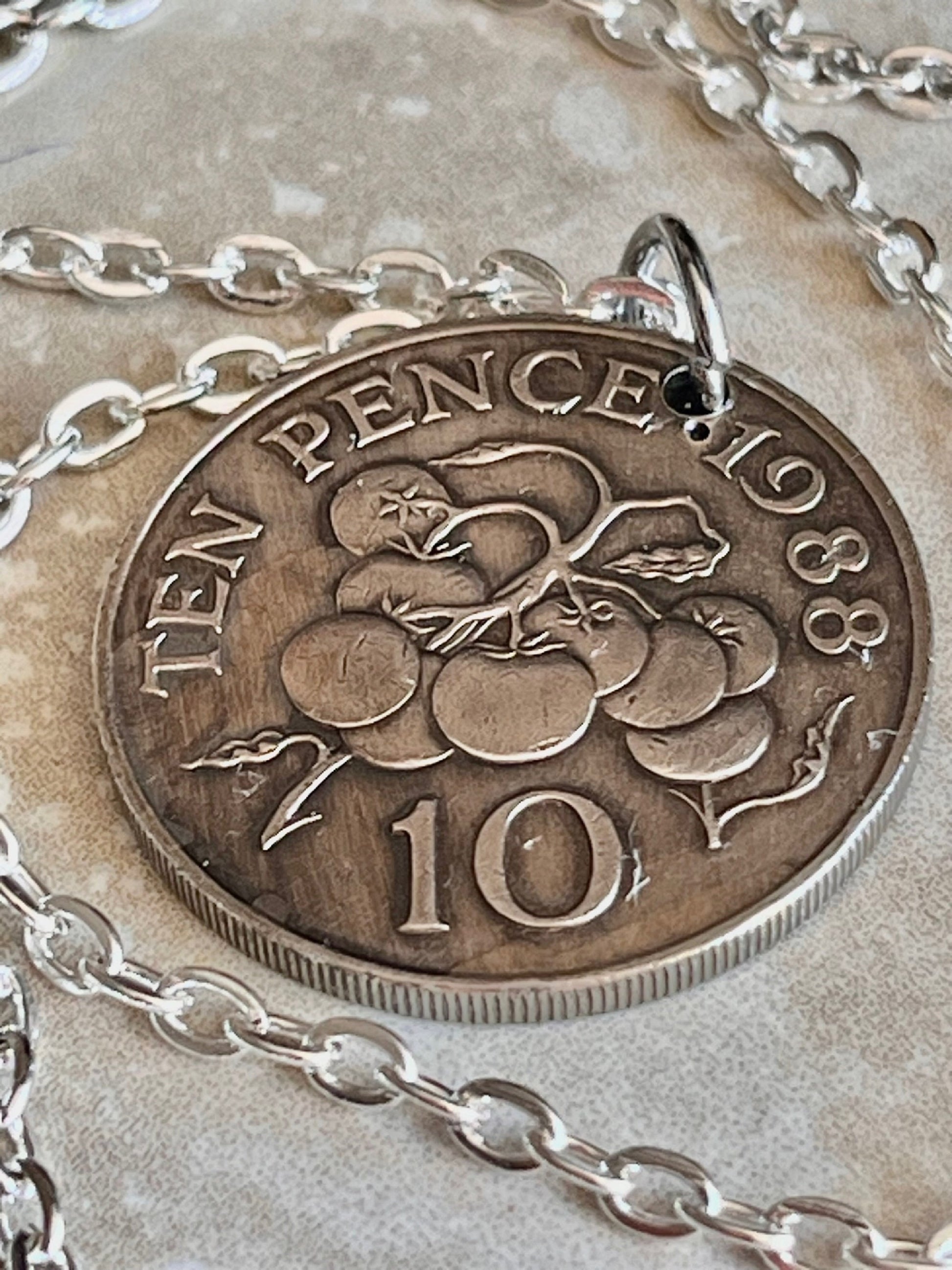 Guernsey Coin Necklace 10 Pence Pendant Handmade Custom Made Charm Gift For Friend Coin Charm Gift For Him Her, Coin Collector, World Coins