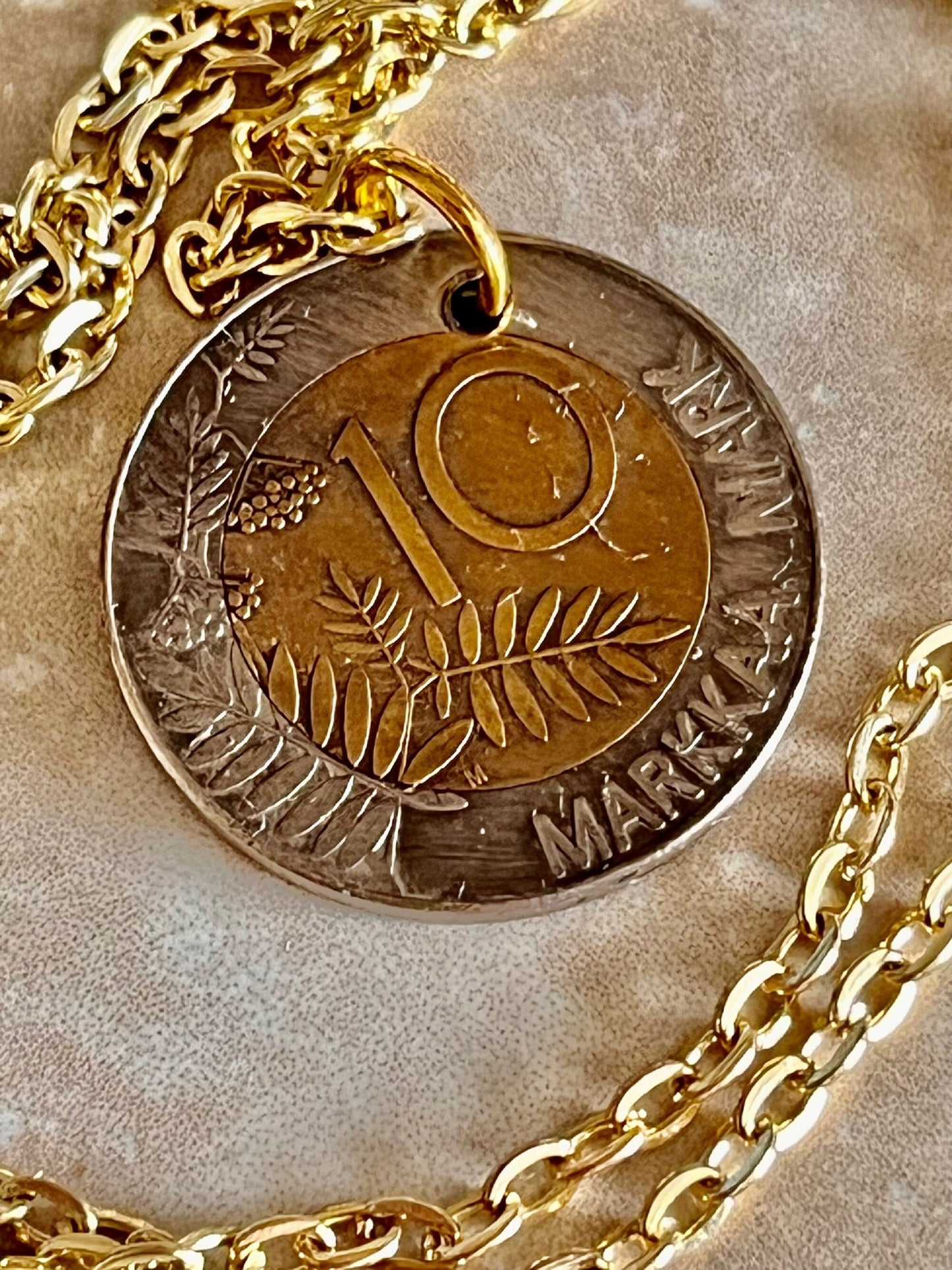 Finland Coin Necklace 10 Finnish Markkaa Suomi Personal Old Vintage Handmade Jewelry Gift Friend Charm For Him Her World Coin Collector