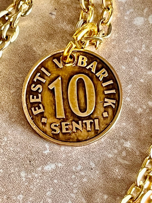 Estonia Coin Pendant Estonian 10 Senti Personal Necklace Old Handmade Jewelry Gift Friend Charm For Him Her World Coin Collector