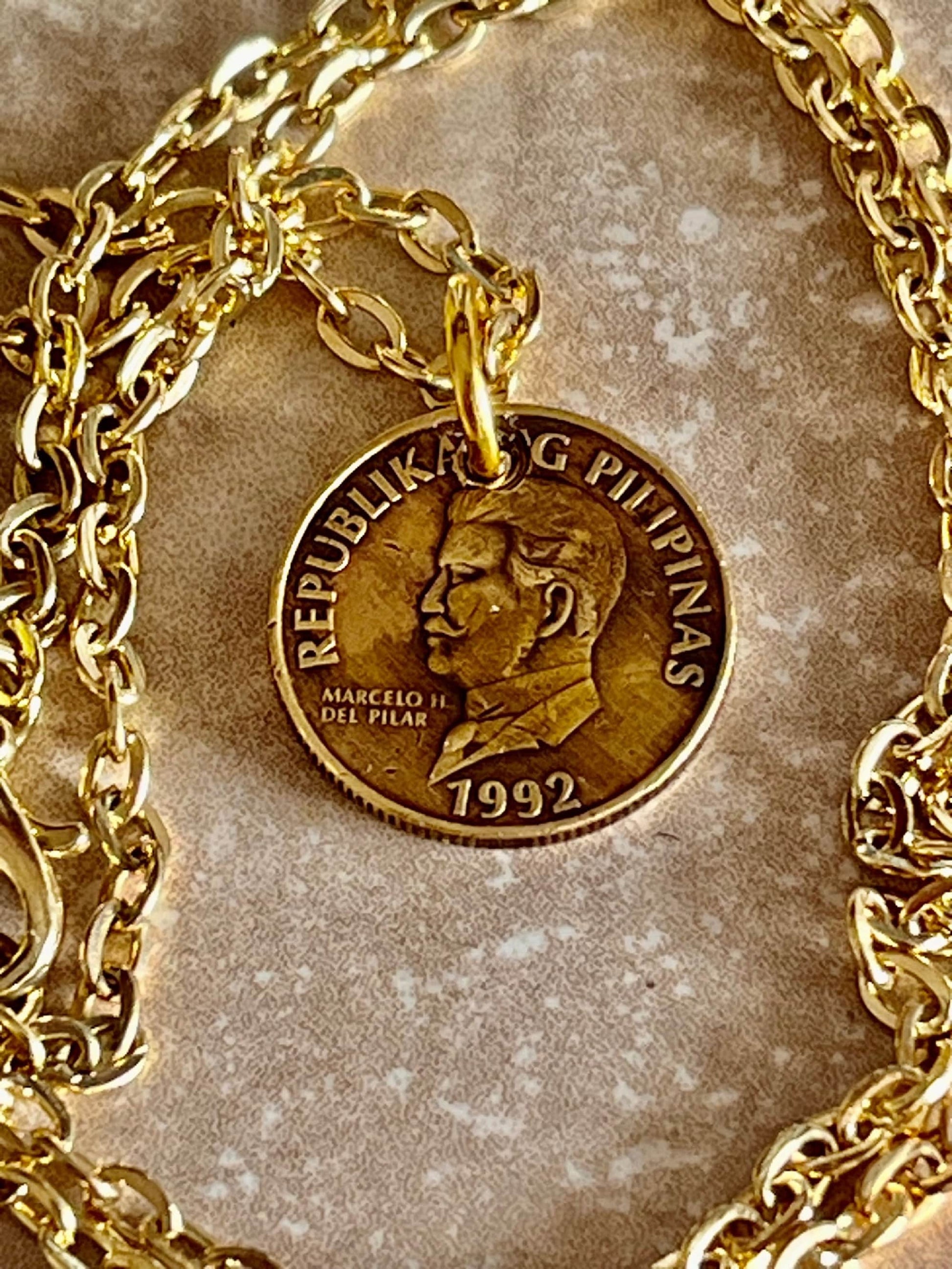 Philippines Coin Pendant Necklace Pilipinas 50 Sentimo Personal Vintage Handmade Jewelry Gift Friend Charm For Him Her World Coin Collector