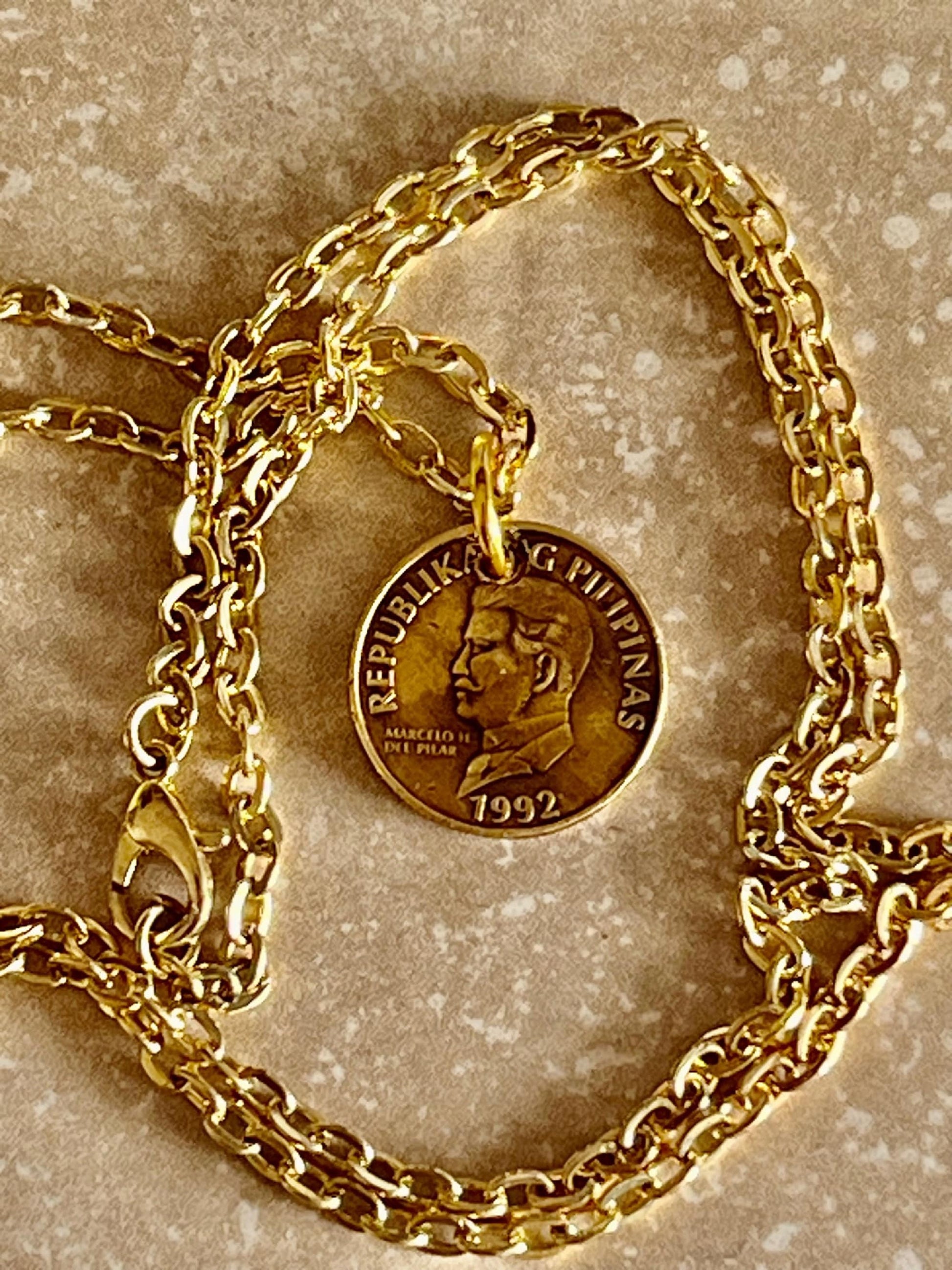 Philippines Coin Pendant Necklace Pilipinas 50 Sentimo Personal Vintage Handmade Jewelry Gift Friend Charm For Him Her World Coin Collector