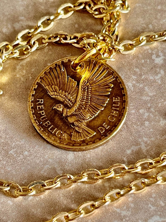 Chile Coin Pendant Chillan 2 Centesimos Personal Necklace Old Vintage Handmade Jewelry Gift Friend Charm For Him Her World Coin Collector