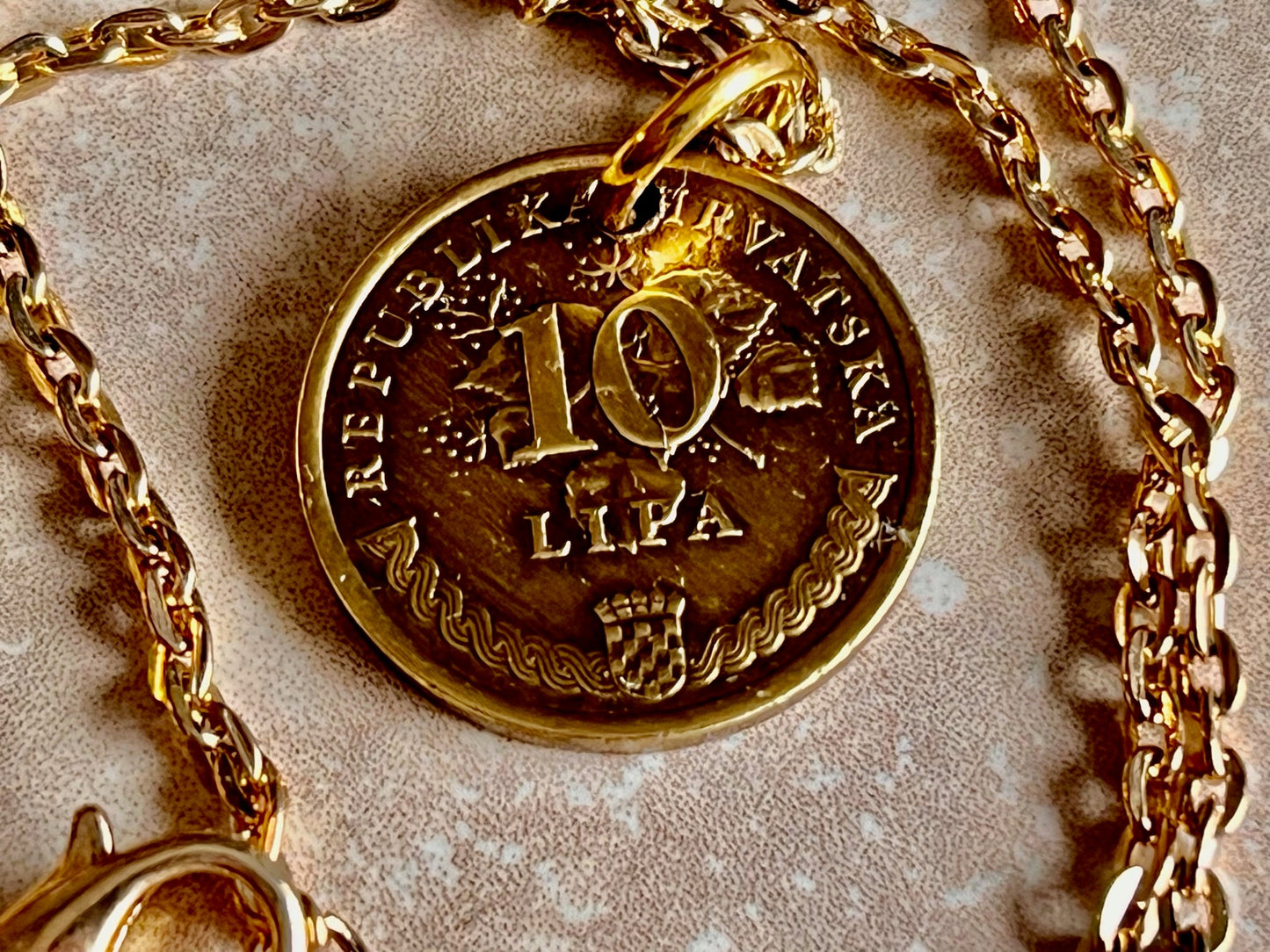 Croatia Coin Necklace Croatian 10 Lipa Coin Pendant Personal Old Vintage Handmade Jewelry Gift Friend Charm For Him Her World Coin Collector