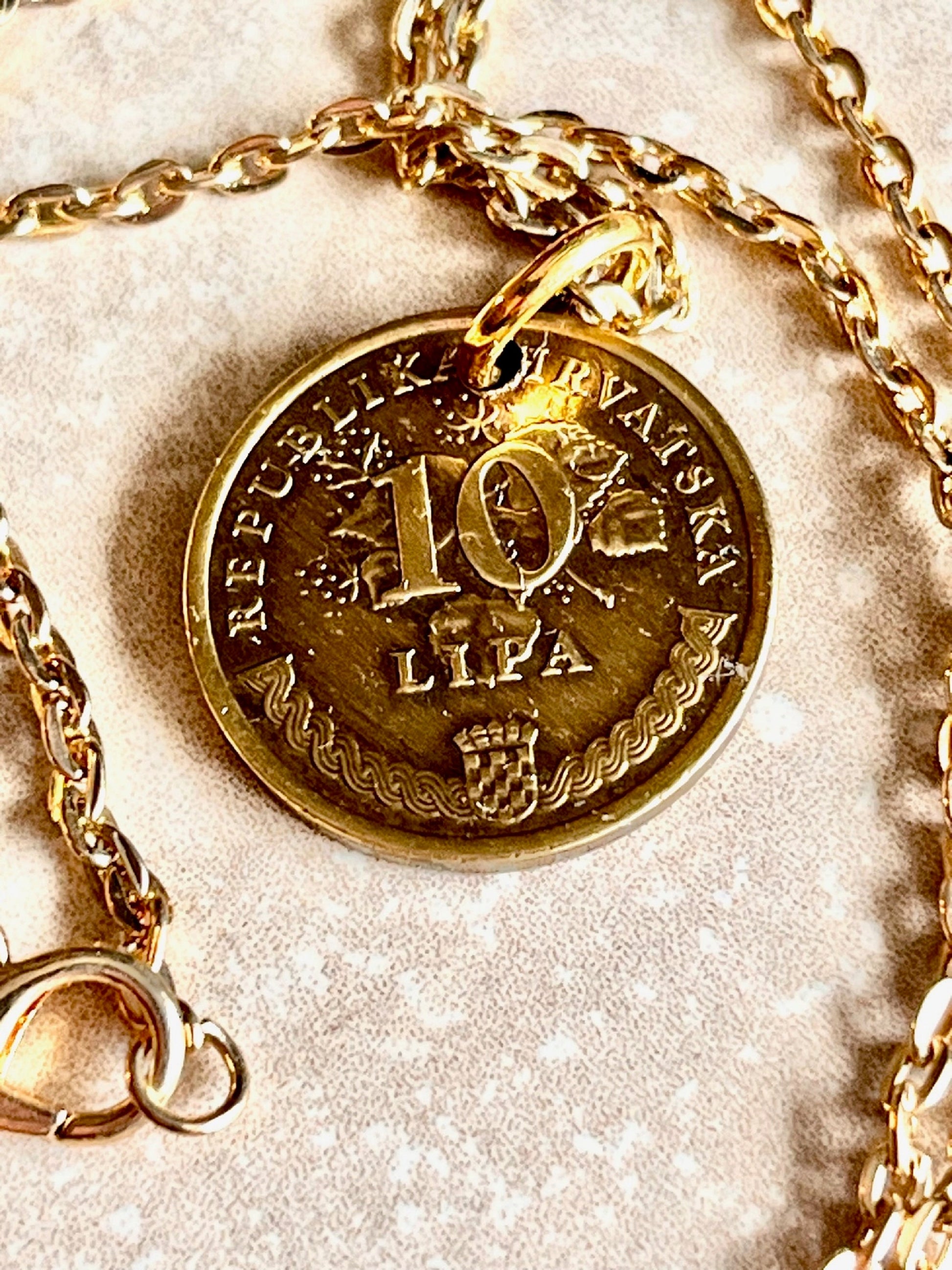 Croatia Coin Necklace Croatian 10 Lipa Coin Pendant Personal Old Vintage Handmade Jewelry Gift Friend Charm For Him Her World Coin Collector