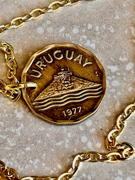Uruguay Coin Necklace Uruguayan 20 Centimos Pendant Personal Old Vintage Handmade Jewelry Gift Friend Charm For Him Her World Coin Collector