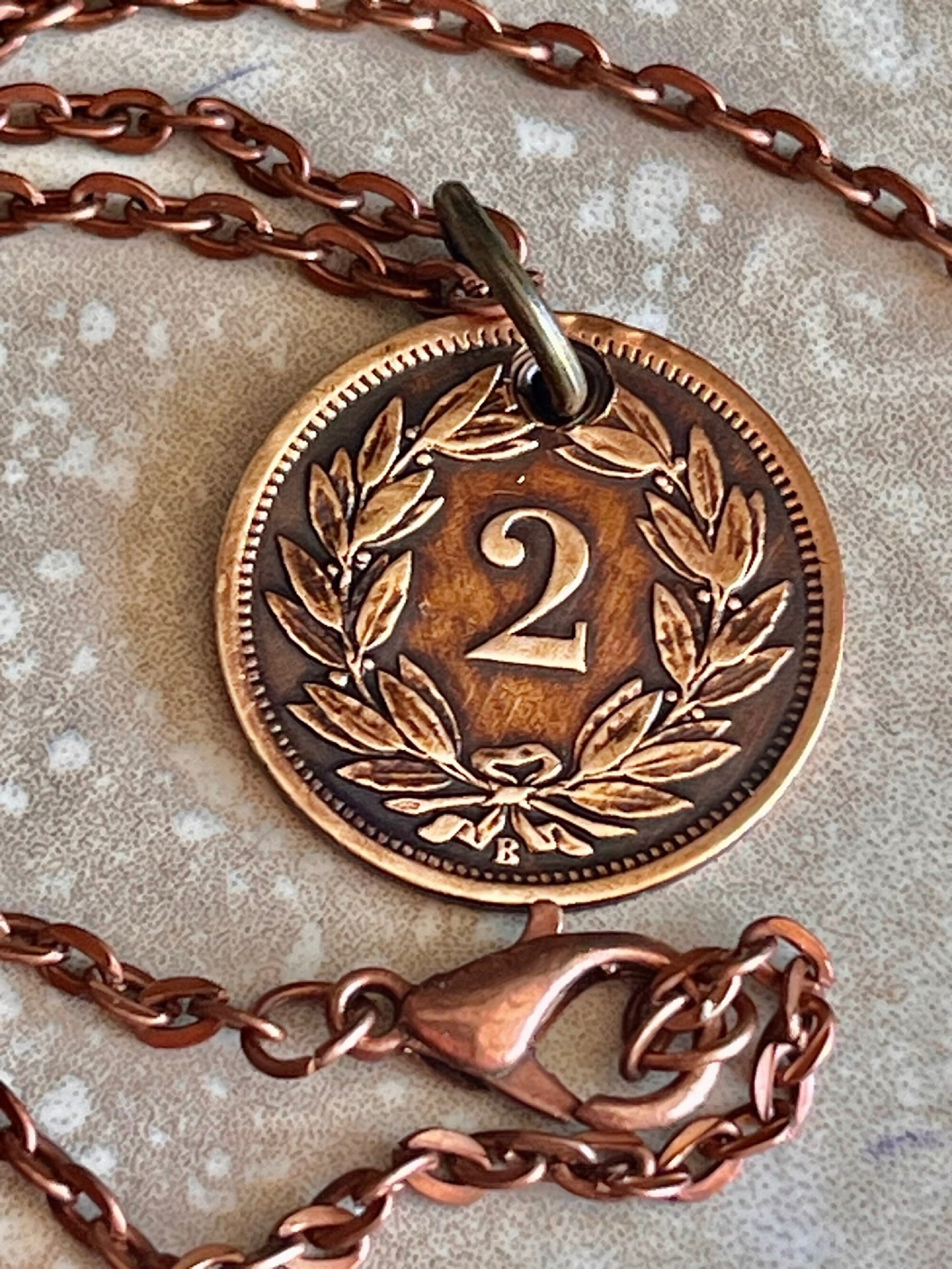Switzerland Pendant Necklace Helvetia 2 Rappen Bern Personal Old Vintage Handmade Jewelry Gift Friend Charm For Him Her World Coin Collector