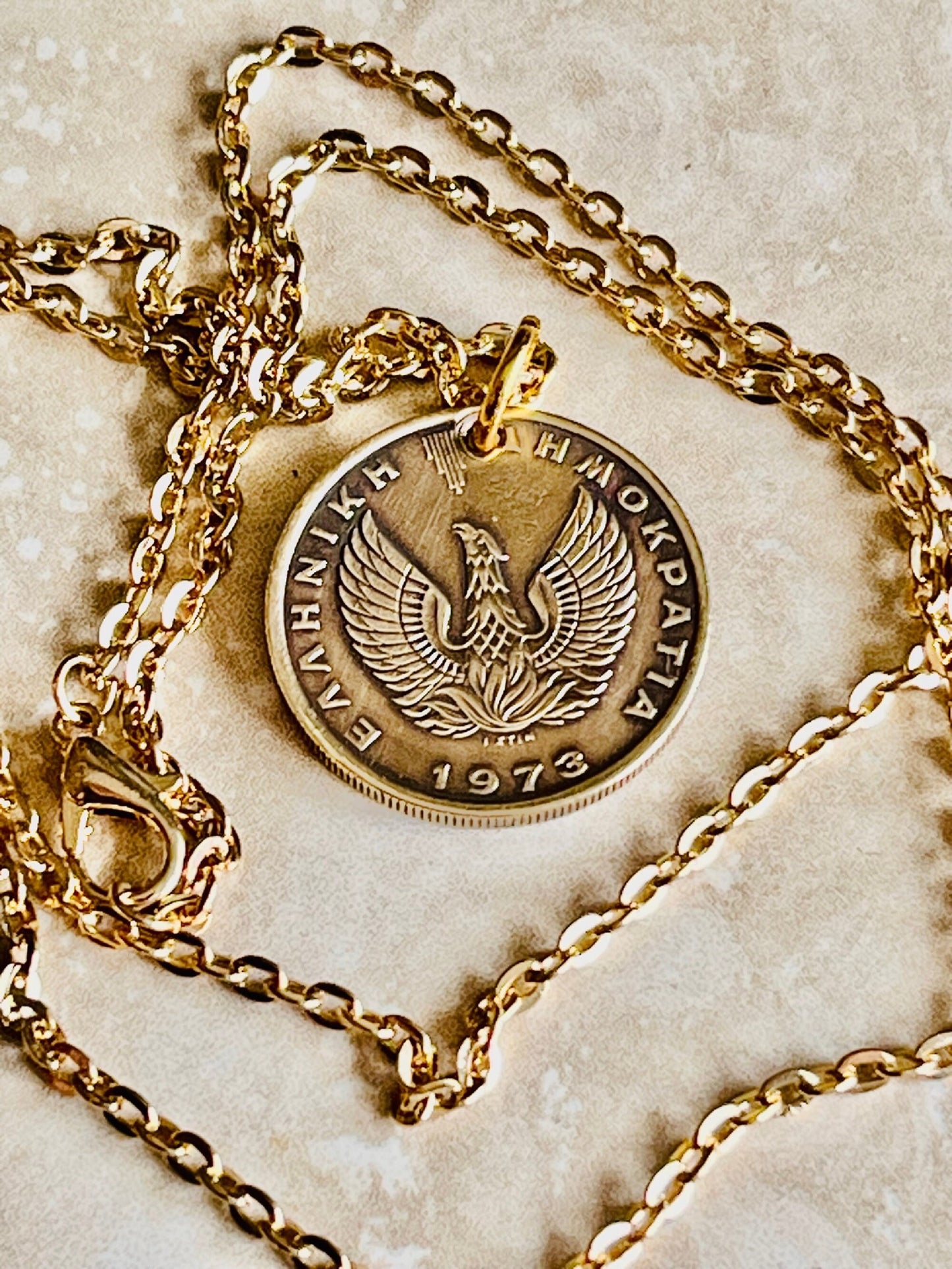 Greece Coin Pendant Greek 2 Apaxmh Necklace Jewelry Custom Charm Gift For Friend Coin Charm Gift For Him Her, World Coins Collector