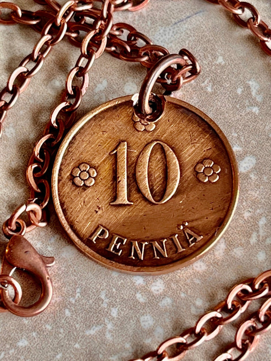 Finland Coin Pendant 10 Finnish Markkaa Suomi Necklace Jewelry Gift For Friend Coin Charm Gift For Him, Her, World Coins Collector
