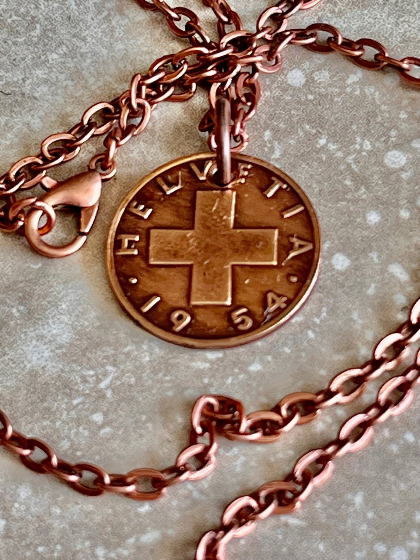 Switzerland Pendant Necklace Helvetia 2 Rappen Personal Old Vintage Handmade Jewelry Gift Friend Charm For Him Her World Coin Collector