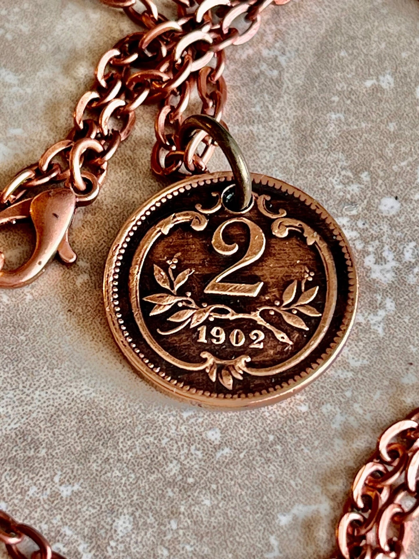 Austria Republic Austrian 2 Heller Personal Necklace Old Vintage Handmade Jewelry Gift Friend Charm For Him Her World Coin Collector