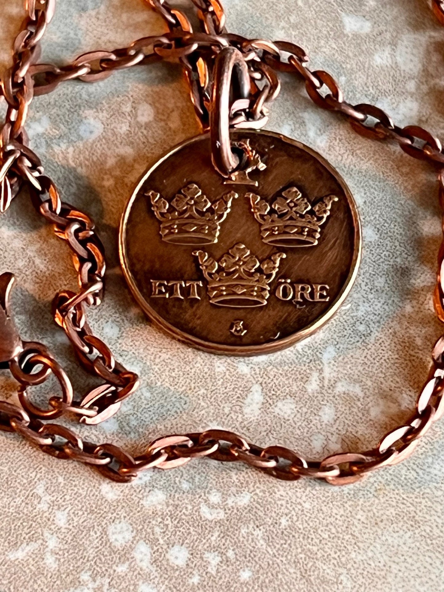 Sweden 1 Ore Coin Necklace Swedish Gustaf Pendant Personal Old Vintage Handmade Jewelry Gift Friend Charm For Him Her World Coin Collector