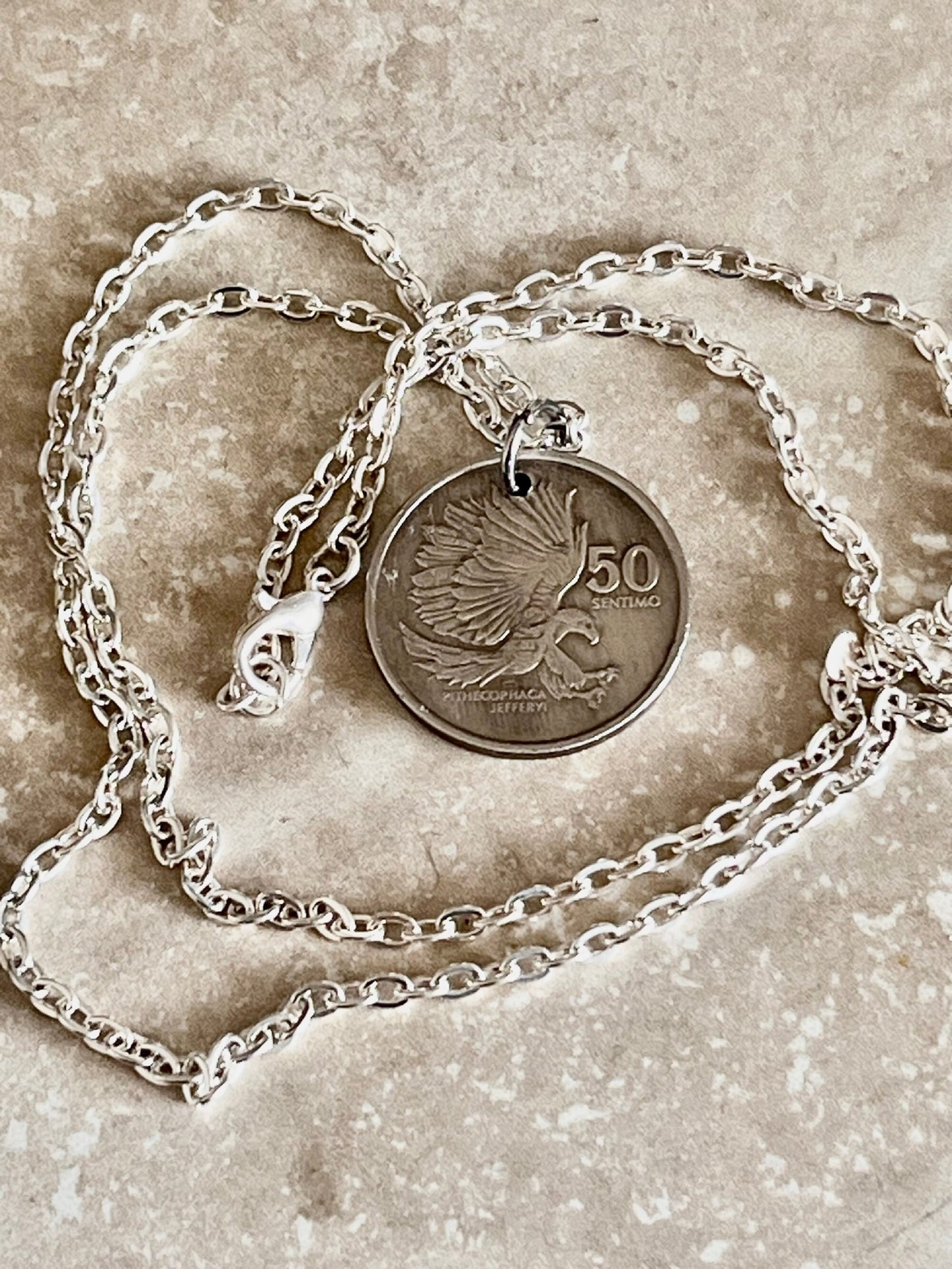 Philippines Coin Necklace Pendant Pilipinas 50 Sentimo Personal Vintage Handmade Jewelry Gift Friend Charm For Him Her World Coin Collector