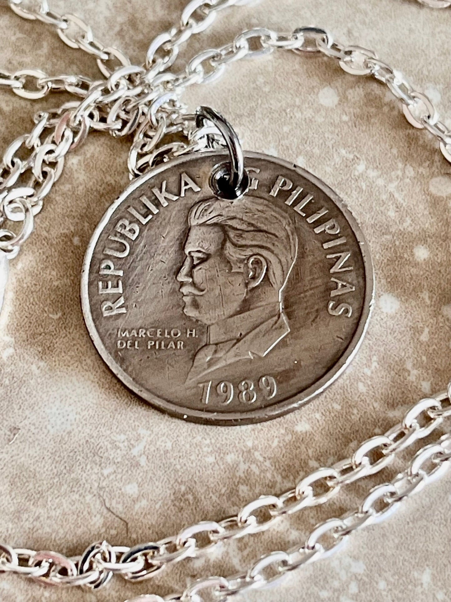 Philippines Coin Necklace Pendant Pilipinas 50 Sentimo Personal Vintage Handmade Jewelry Gift Friend Charm For Him Her World Coin Collector