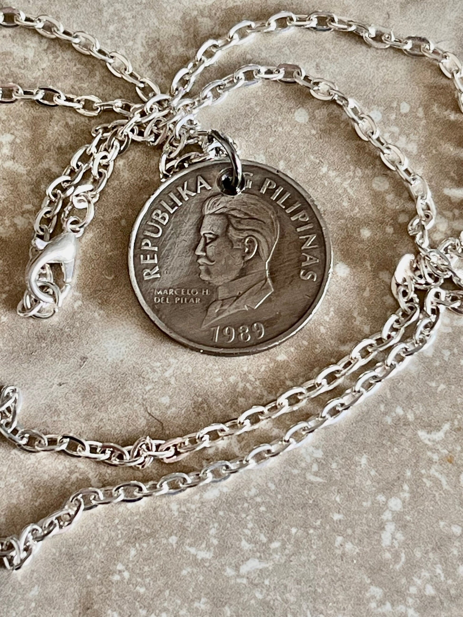 Philippines Coin Necklace Pendant Pilipinas 50 Sentimo Personal Vintage Handmade Jewelry Gift Friend Charm For Him Her World Coin Collector