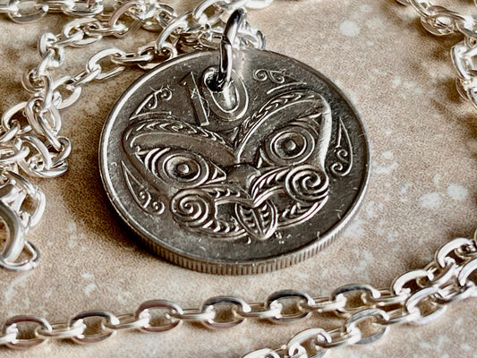 New Zealand 10 Cents Coin Necklace Māori Koruru Mask Pendant Personal Handmade Jewelry Gift Friend Charm For Him Her World Coin Collector