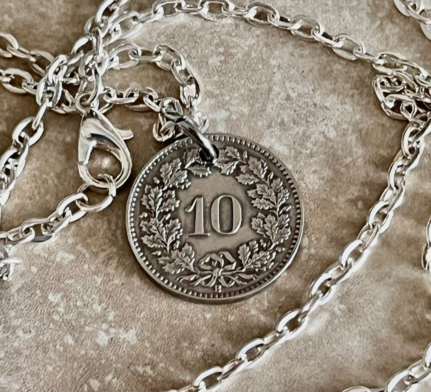 Switzerland Pendant Necklace Vintage Swiss 10 Franc Personal Old Vintage Handmade Jewelry Gift Friend Charm For Him Her World Coin Collector