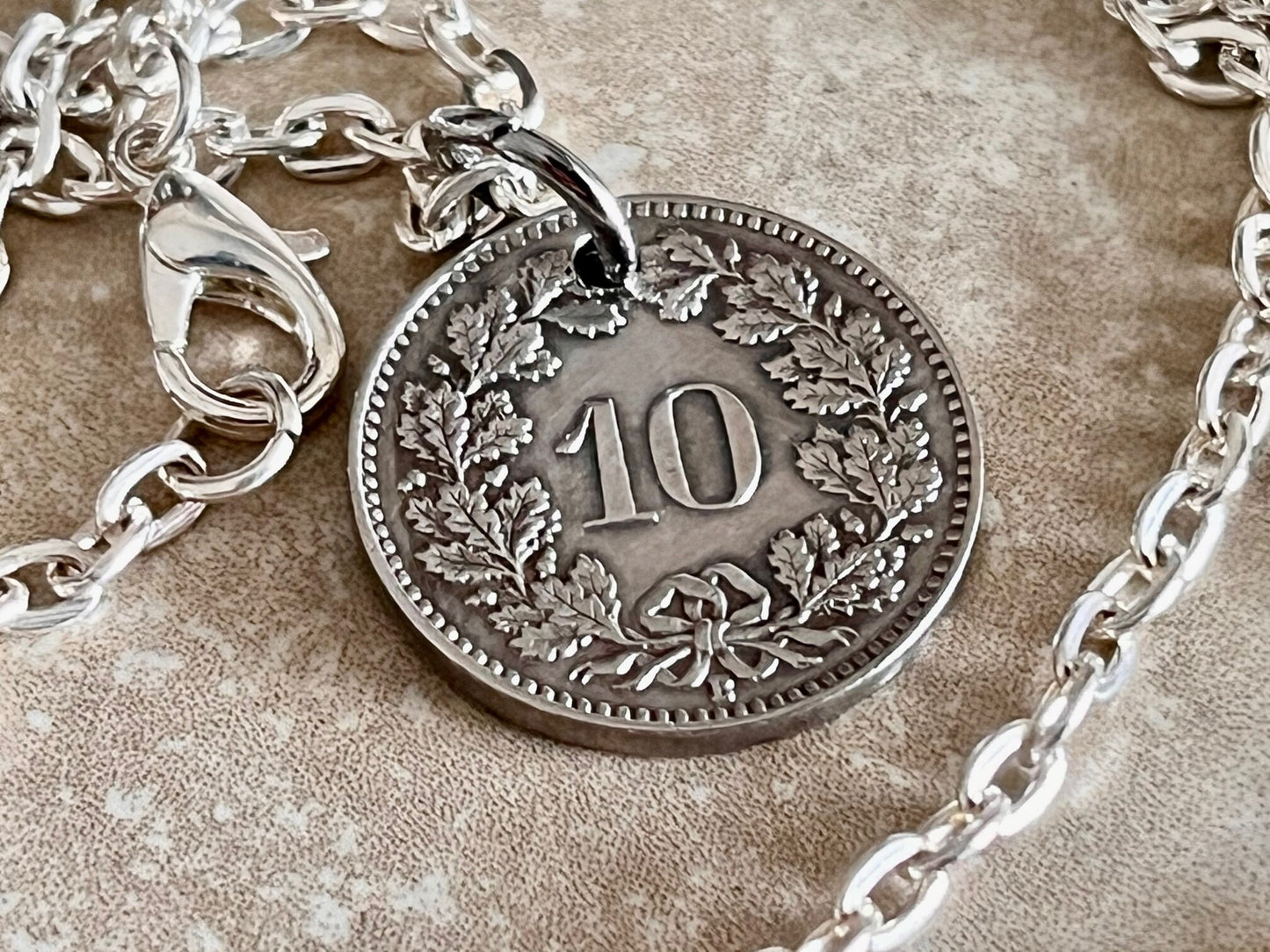 Switzerland Pendant Necklace Vintage Swiss 10 Franc Personal Old Vintage Handmade Jewelry Gift Friend Charm For Him Her World Coin Collector