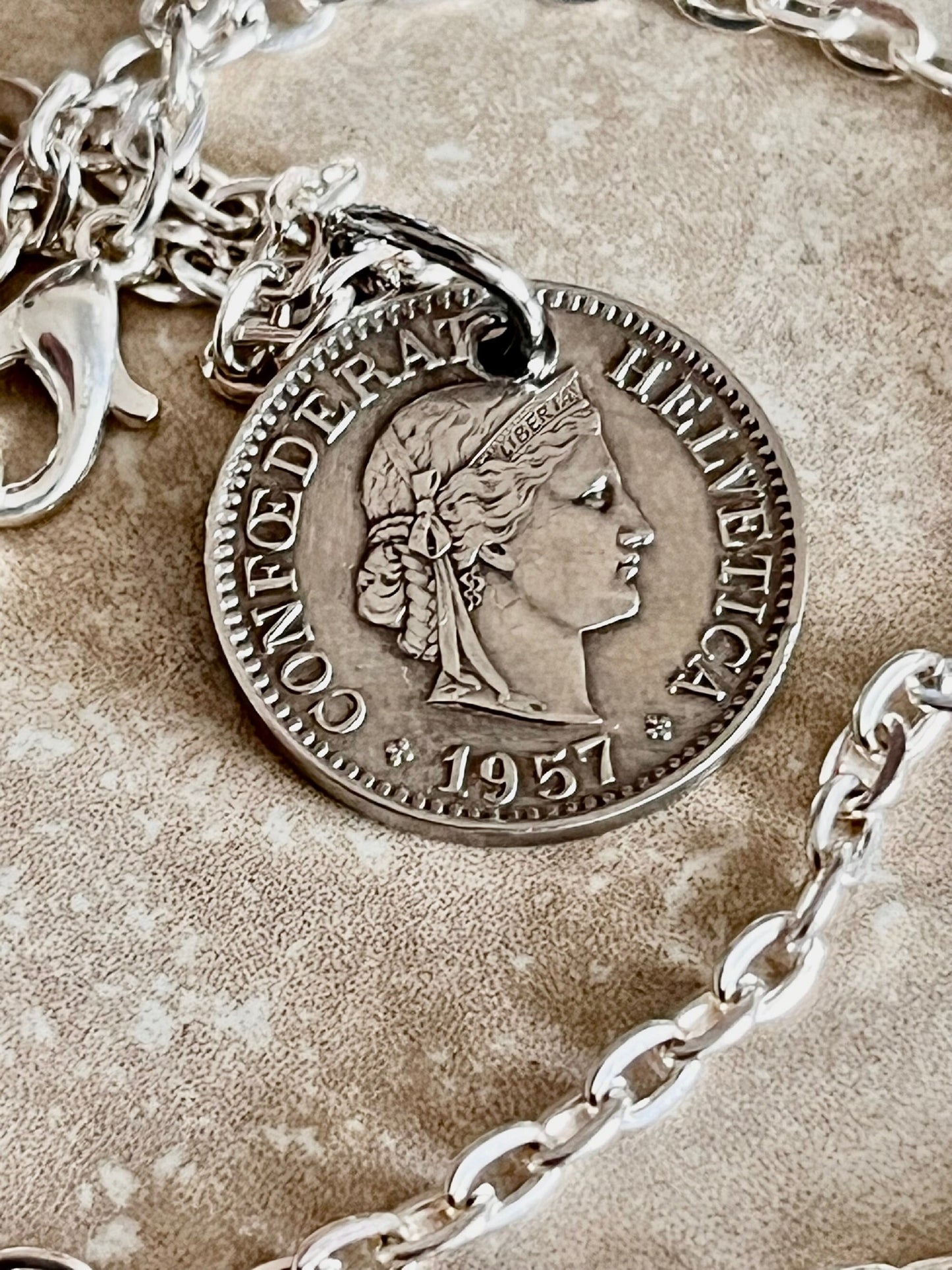 Switzerland Pendant Necklace Vintage Swiss 10 Franc Personal Old Vintage Handmade Jewelry Gift Friend Charm For Him Her World Coin Collector