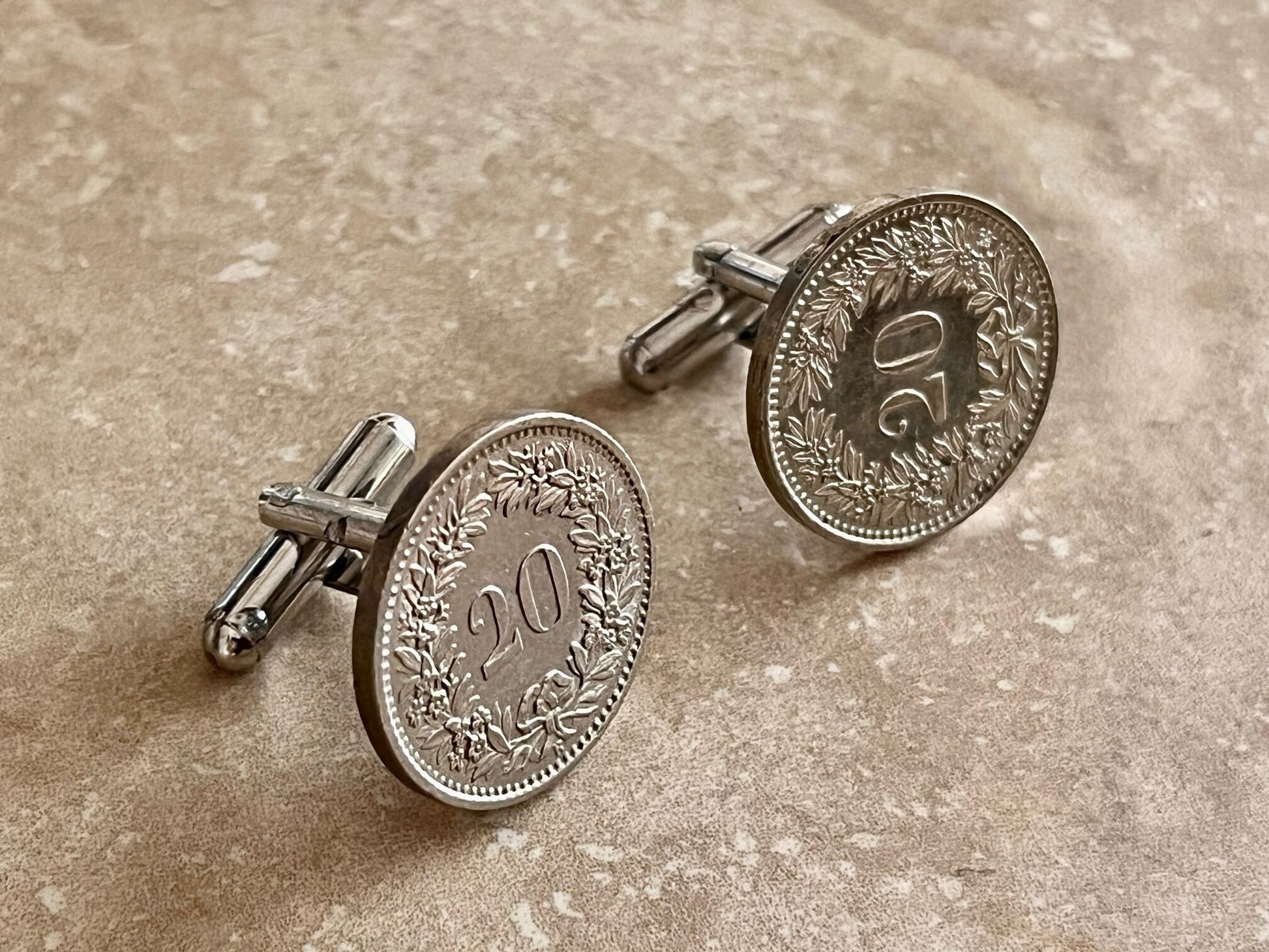 Swiss Coin Cuff Links 20 Rappen Switzerland Helvetica Personal Cufflin –  Daves Coin Jewelry