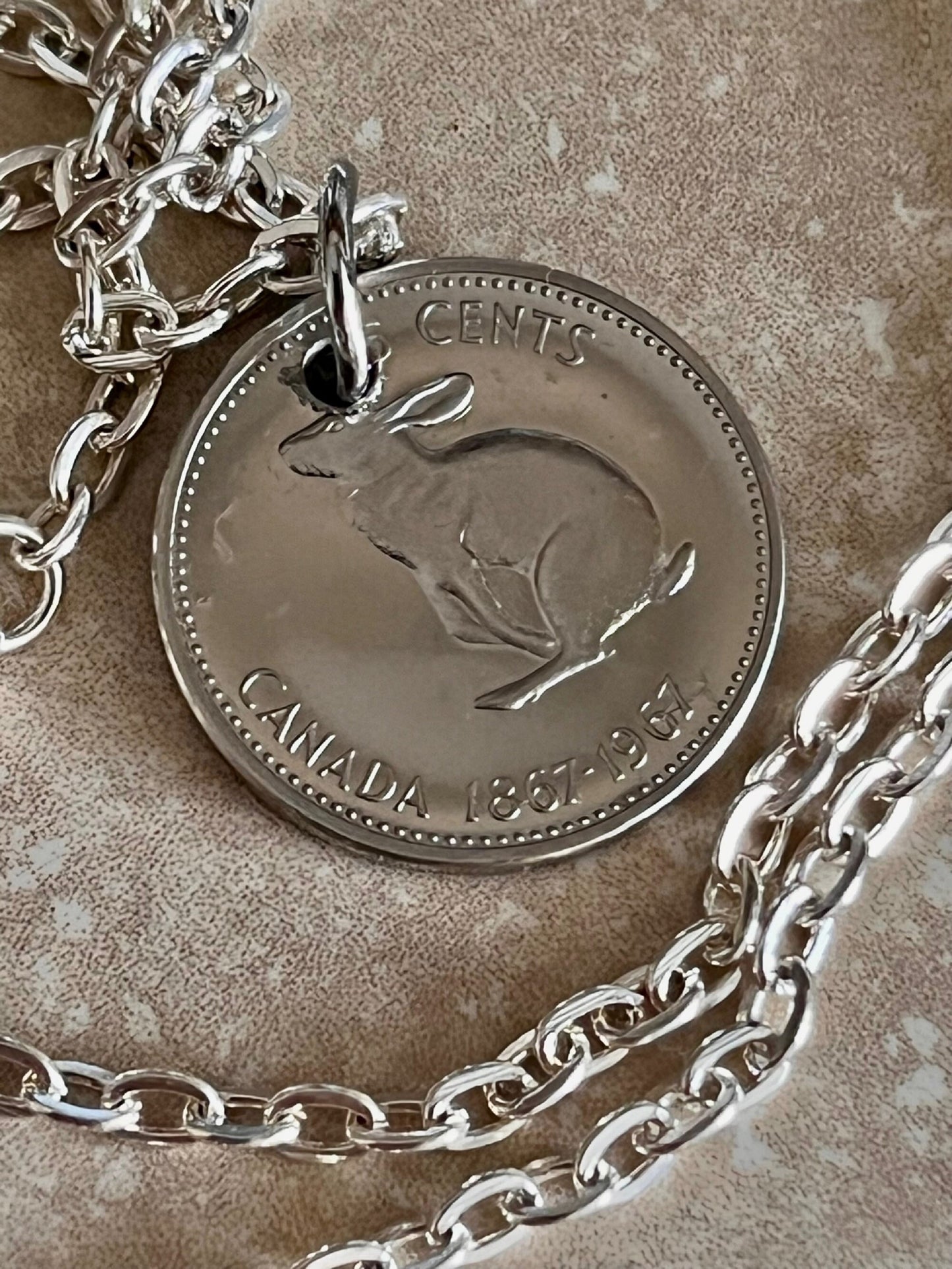 Canada Coin Necklace Rabbit 1967 5 Cents Pendant Centennial Nickel Personal Jewelry Gift Friend Charm For Him Her World Coin Collector