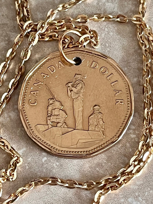 Canada Coin Necklace 1995 UN Peace Keeping Loon Dollar Loonie Personal Handmade Jewelry Gift Friend Charm For Him Her World Coin Collector