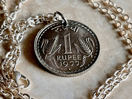 India Coin Necklace East India 1 Rupee Coin Pendant Personal Old Vintage Handmade Jewelry Gift Friend Charm For Him Her World Coin Collector