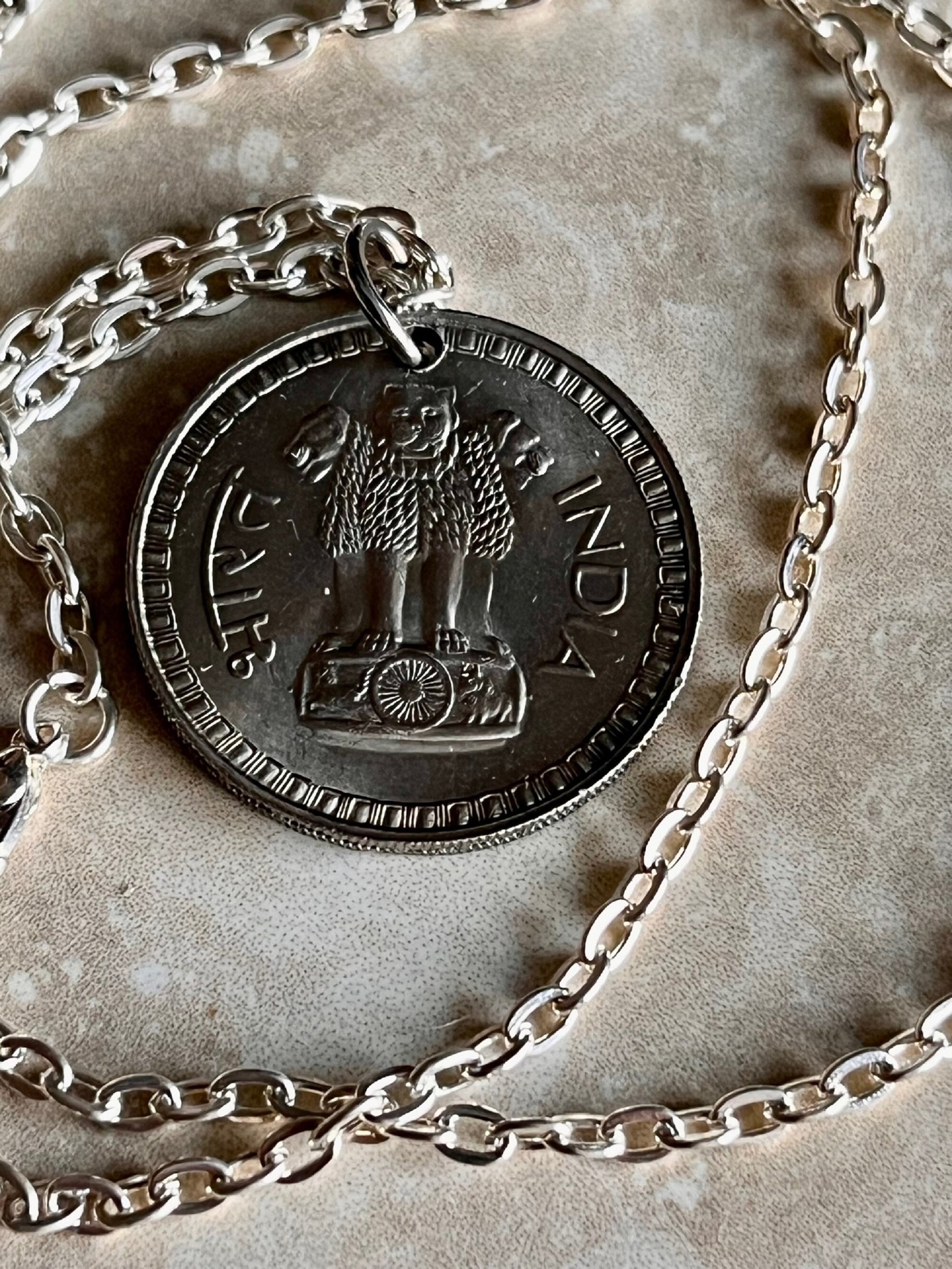 India Coin Necklace East India 1 Rupee Coin Pendant Personal Old Vintage Handmade Jewelry Gift Friend Charm For Him Her World Coin Collector