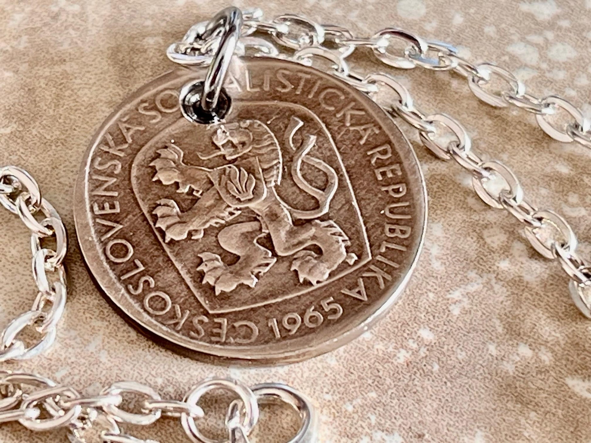 Czechoslovakia Republic 3 KCS Coin Pendant Personal Necklace Vintage Handmade Jewelry Gift Friend Charm For Him Her World Coin Collector