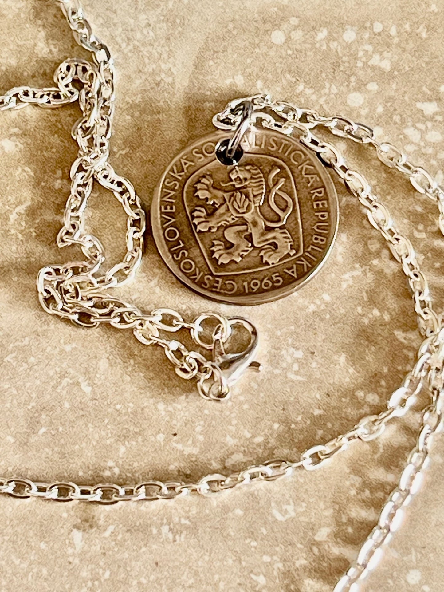 Czechoslovakia Republic 3 KCS Coin Pendant Personal Necklace Vintage Handmade Jewelry Gift Friend Charm For Him Her World Coin Collector